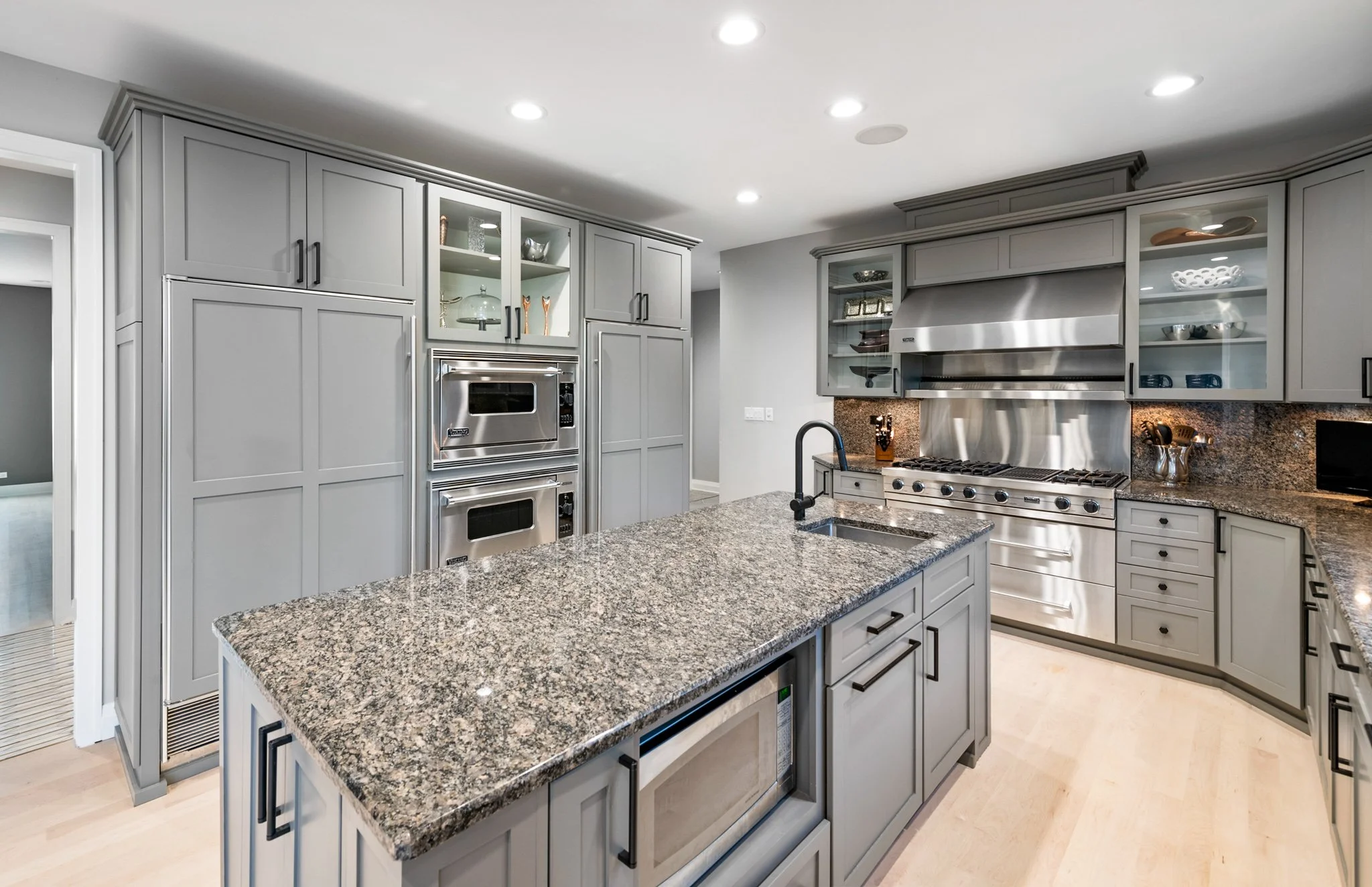 Picture of GORG Custom Complete Gray Wood Kitchen Cabinets Viking Sub Zero ...