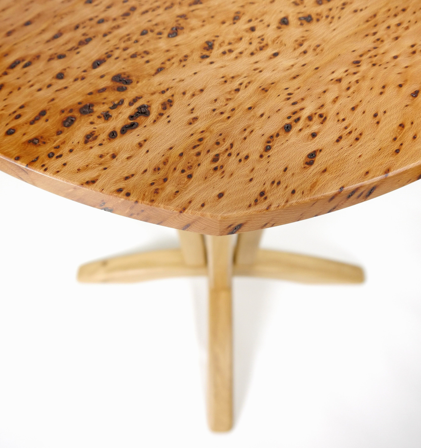 Close-up of Flecky Beech Side Table by Alasdair Wallace Furniture Maker