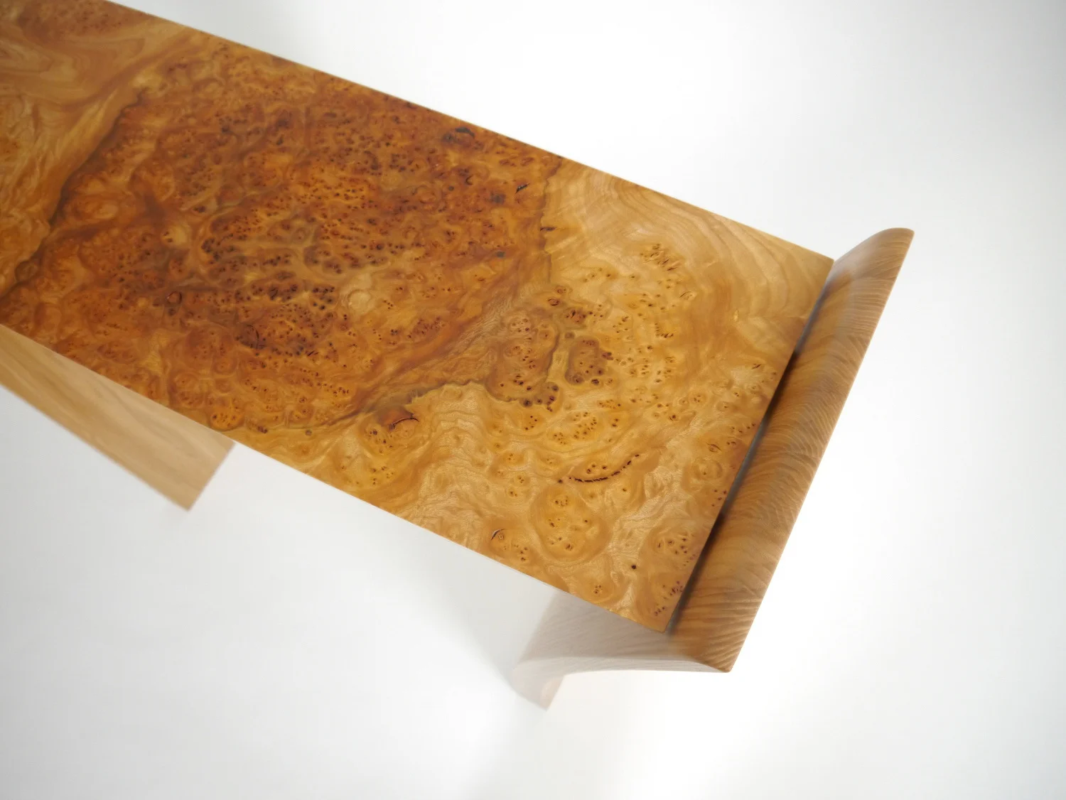 Top of The Edinburgh Console Table in Elm and Burr Elm by Alasdair Wallace