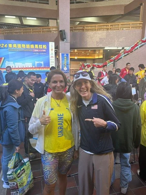 Camille Herron with Ukrainian Ultrarunner Olena Shevchenko