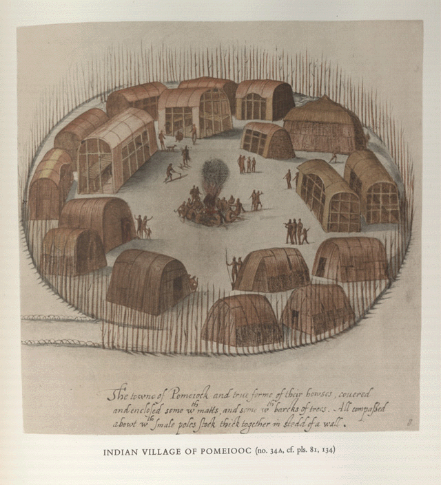 The John White images I’m always discussing as the best way of understanding what the Indian world of the Chesapeake looked like at first contact can be found at the link below. The images are accompanied by their De Bry engravings, which differ greatly (and often with new titillating or artistic embellishments, always inaccurate) and provide an interesting contrast.
http://bit.ly/oyMDzG