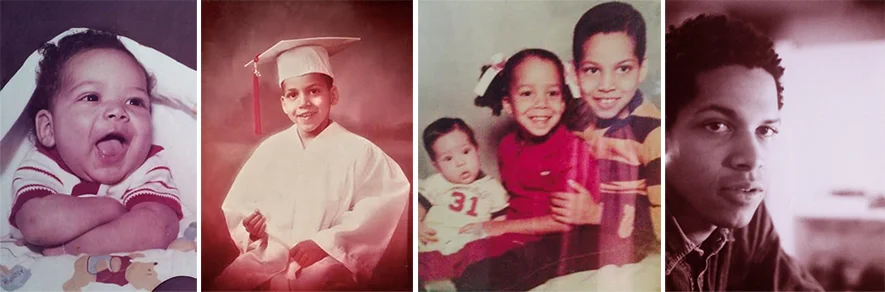 Lenny from the block: at 2 months, in Kindergarten, with little sister Fiorhina and baby brother, Hamlet, and as a teen. Photos courtesy of the Pérez family.