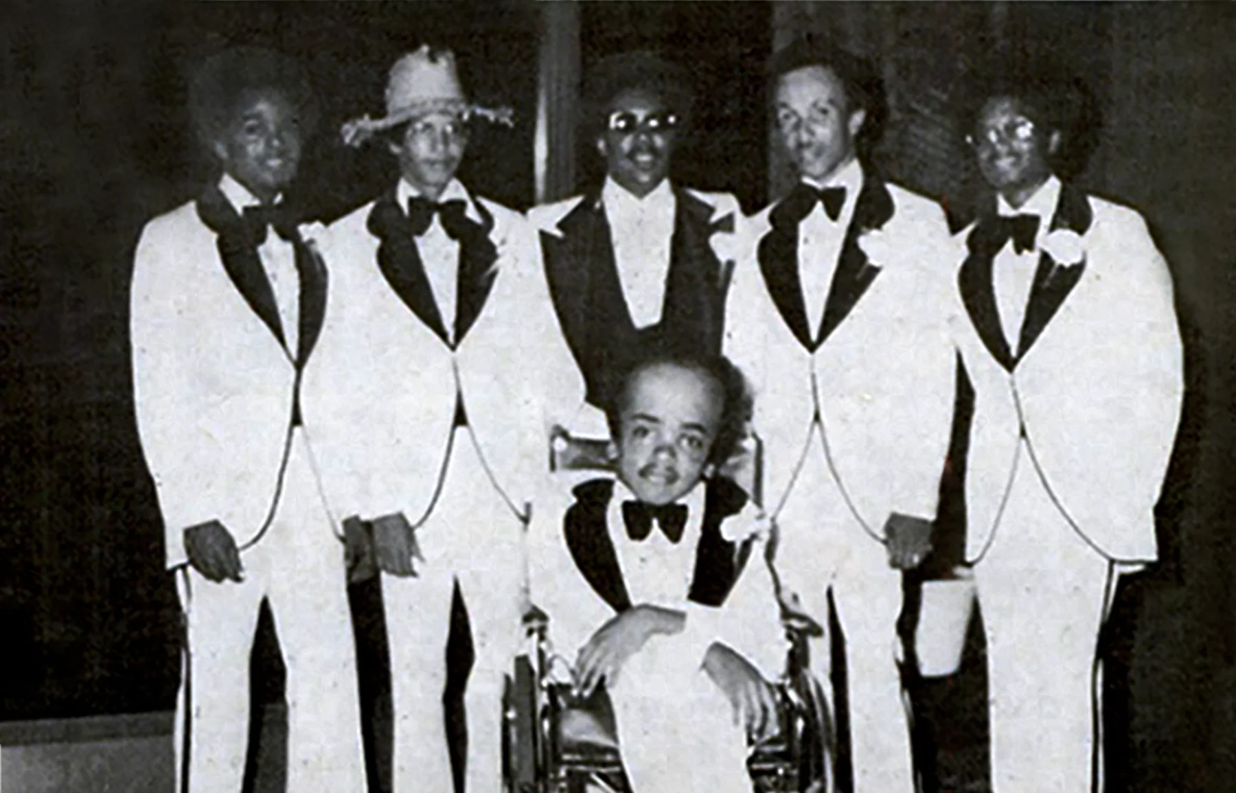 Jimmy, second from left, with fellow members of Mass Production in 1973. The photo appeared in the February 17, 1977 issue of Jet Magazine in an article on the death of drummer, Delbert Patterson, seated front center.
