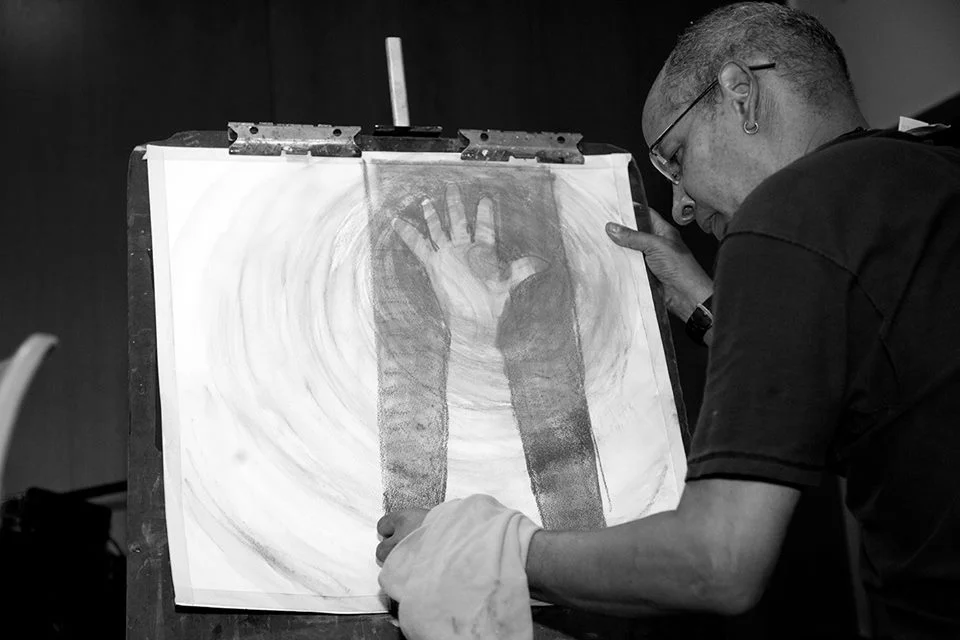 Jimmy James Greene at work, photographed by legendary creative director and artist, Hollis King.