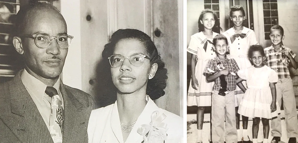 Theodore and Juanita Greene. Photo courtesy of Judy L . Greene. The Greene kids, southpaws all, at home in front of Greene's Apartments. (clockwise from left) Jan, Judy, Paul, Brenda and Jimmy. Photo courtesy of Aicha Greene.