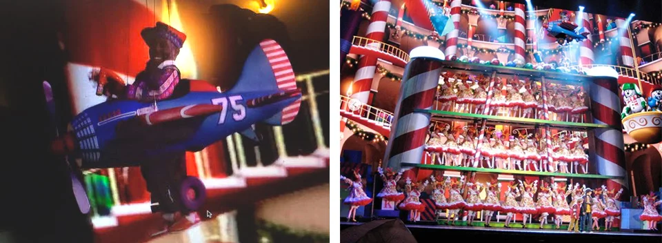 Flying high in the televised production of the 75th Anniversary of the Radio City Christmas Spectacular.