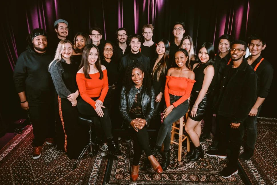 Tia with the members of the Berklee School of Music Ariana Grande Ensemble. Photo by Ariff Danial.