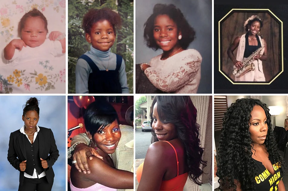 Newborn Tia; the six-year-old; the teen; the sax-playing high school senior; the young musician trying to blend in a male-dominated industry in a sportcoat, vest and trousers; a Beyoncé-encouraged short haircut; a glam flip; riding the waves. Photos courtesy of Tia Fuller.
