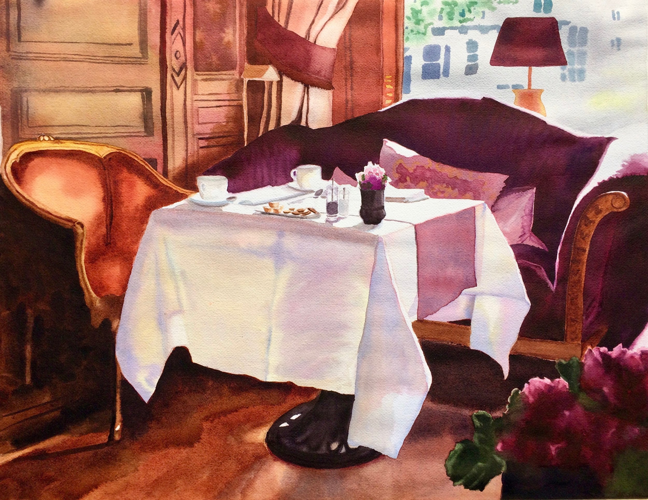 Breakfast at the Hotel, 29" x 19"