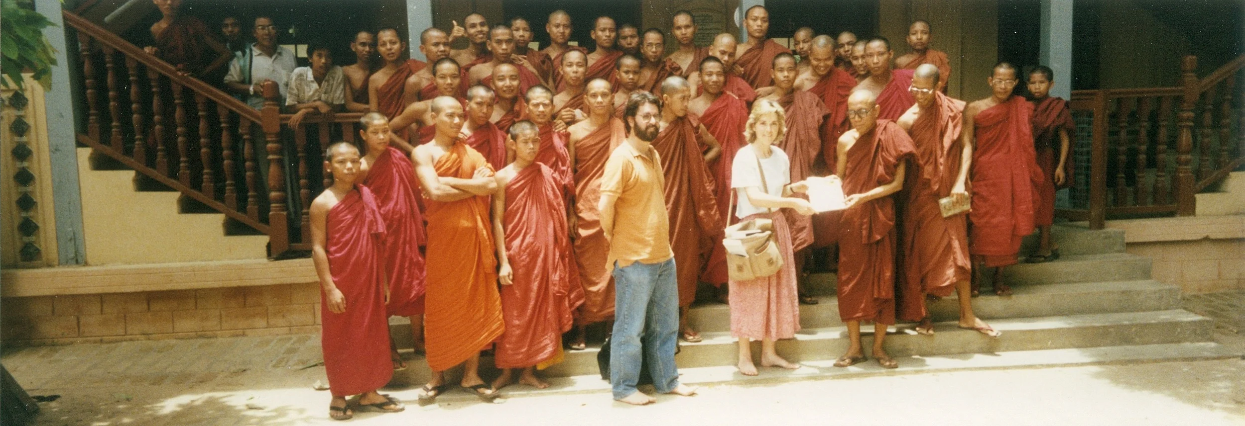 Barb, producer Jake Haselkorn, and the Burmese monks of Mandalay