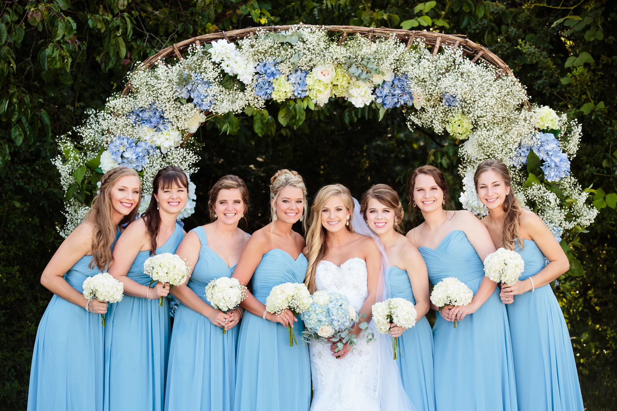 Bride & Bridesmaids - With Hydrangeas