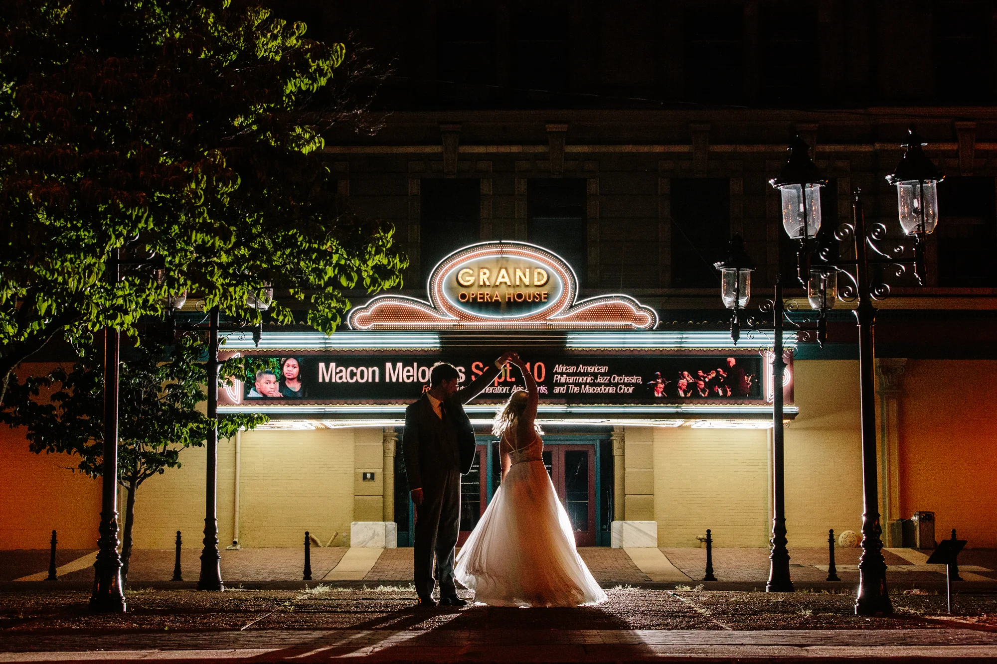 Holding Hands at Night - Bride & Groom