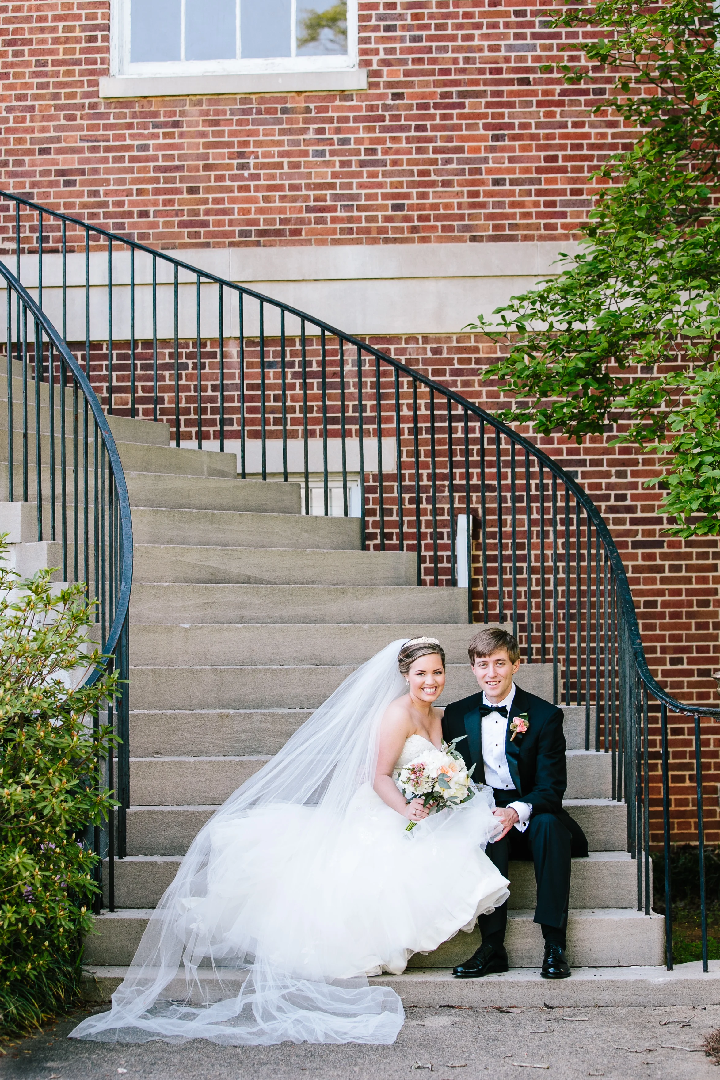 Portrait on Stairs - Bride & Groom