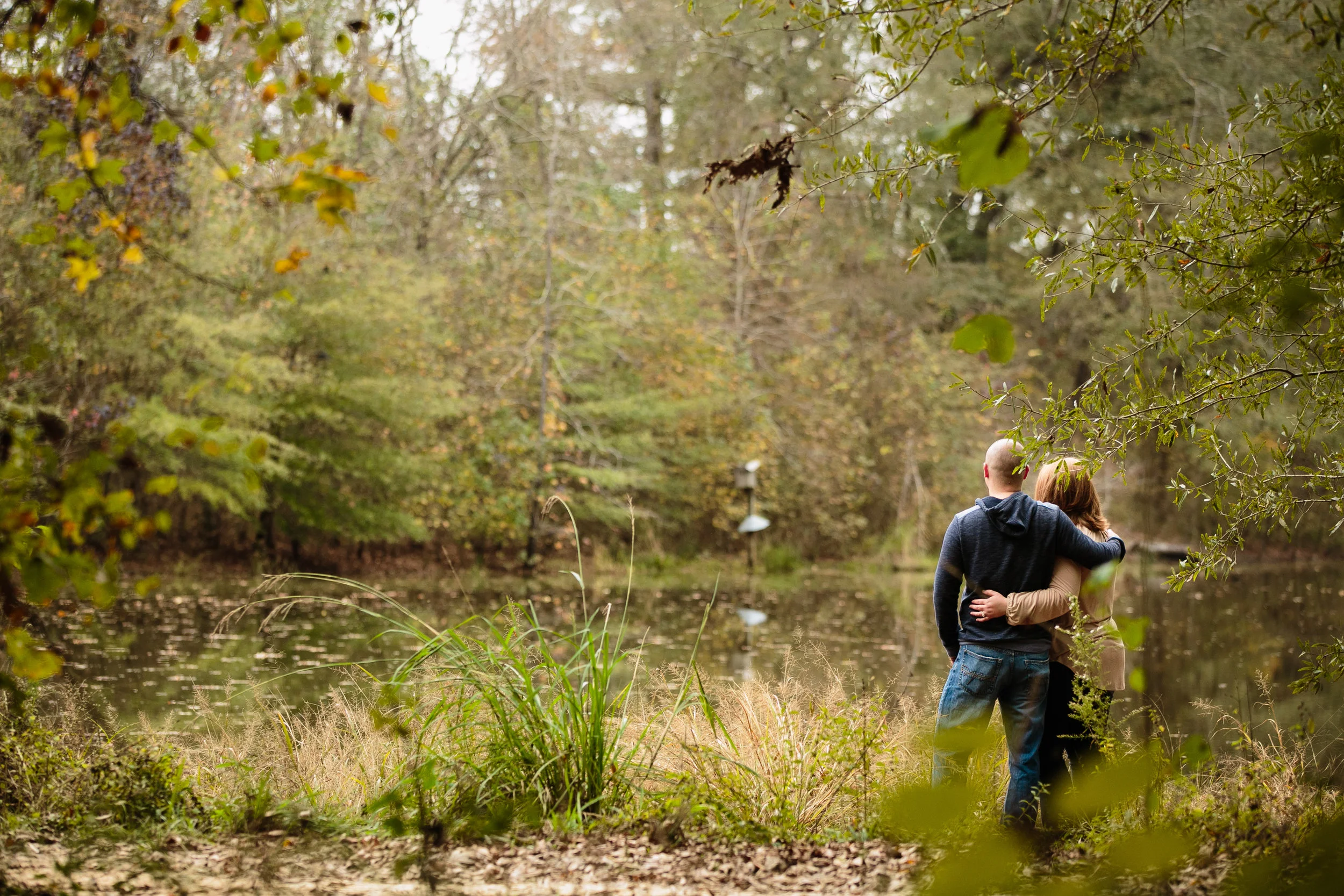 Couple Side Hugs Gaze at the Lake - Portrait Photographer