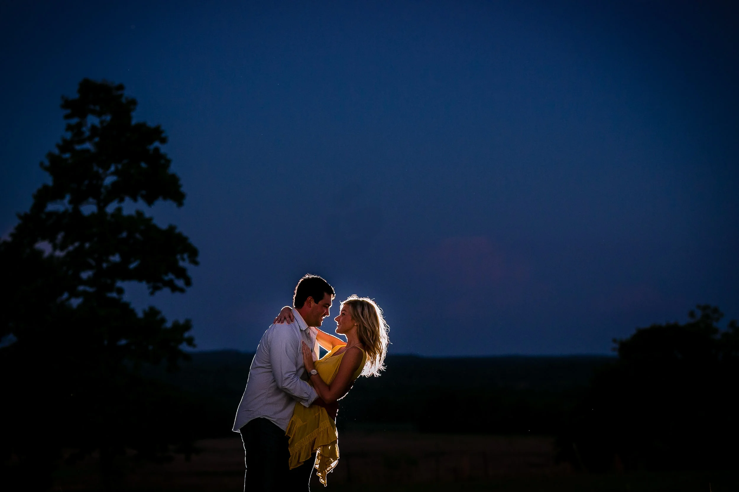 Night Engagement Portrait - Intimate Moment at Night