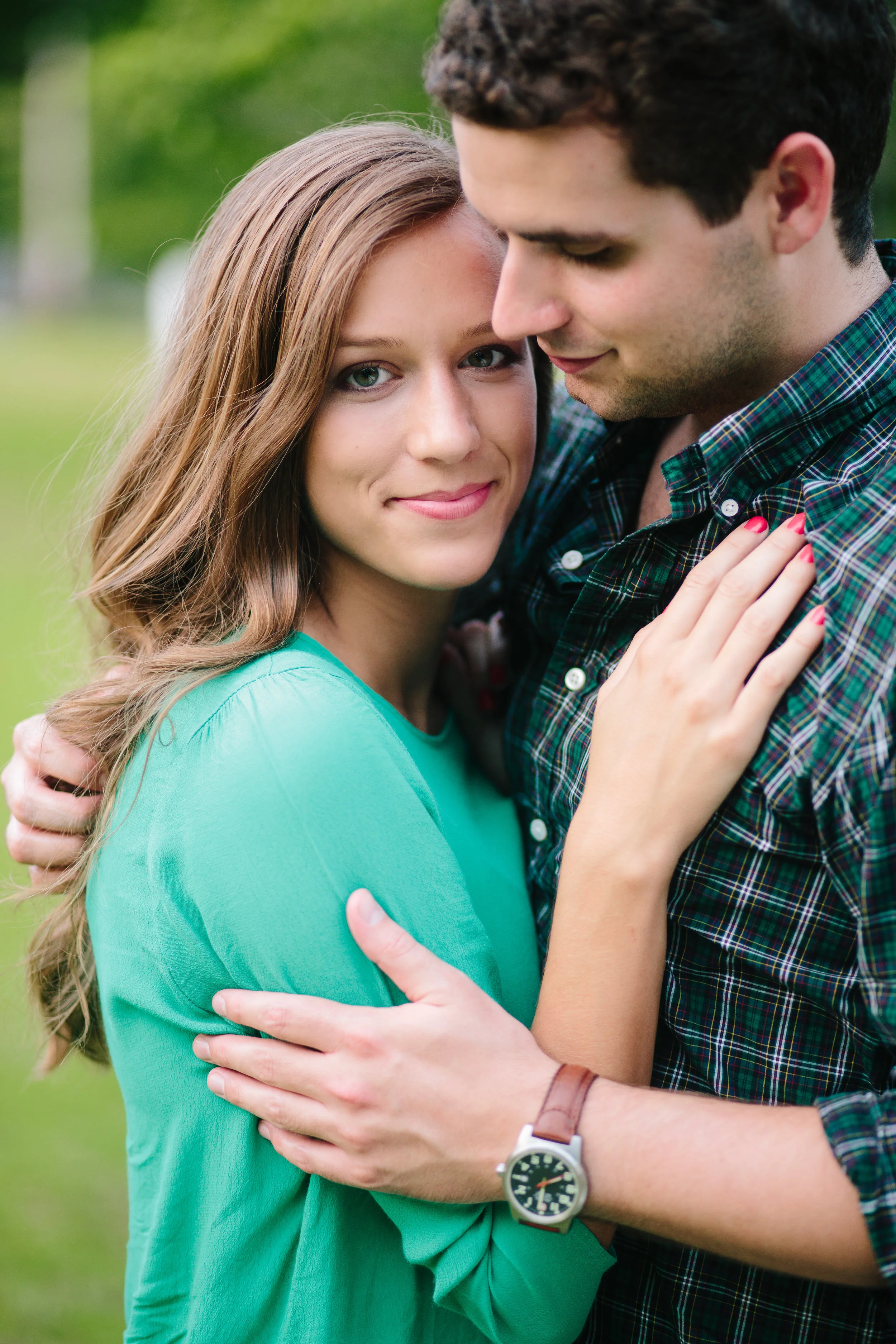 Engaged Couple Embrace - Macon Photography