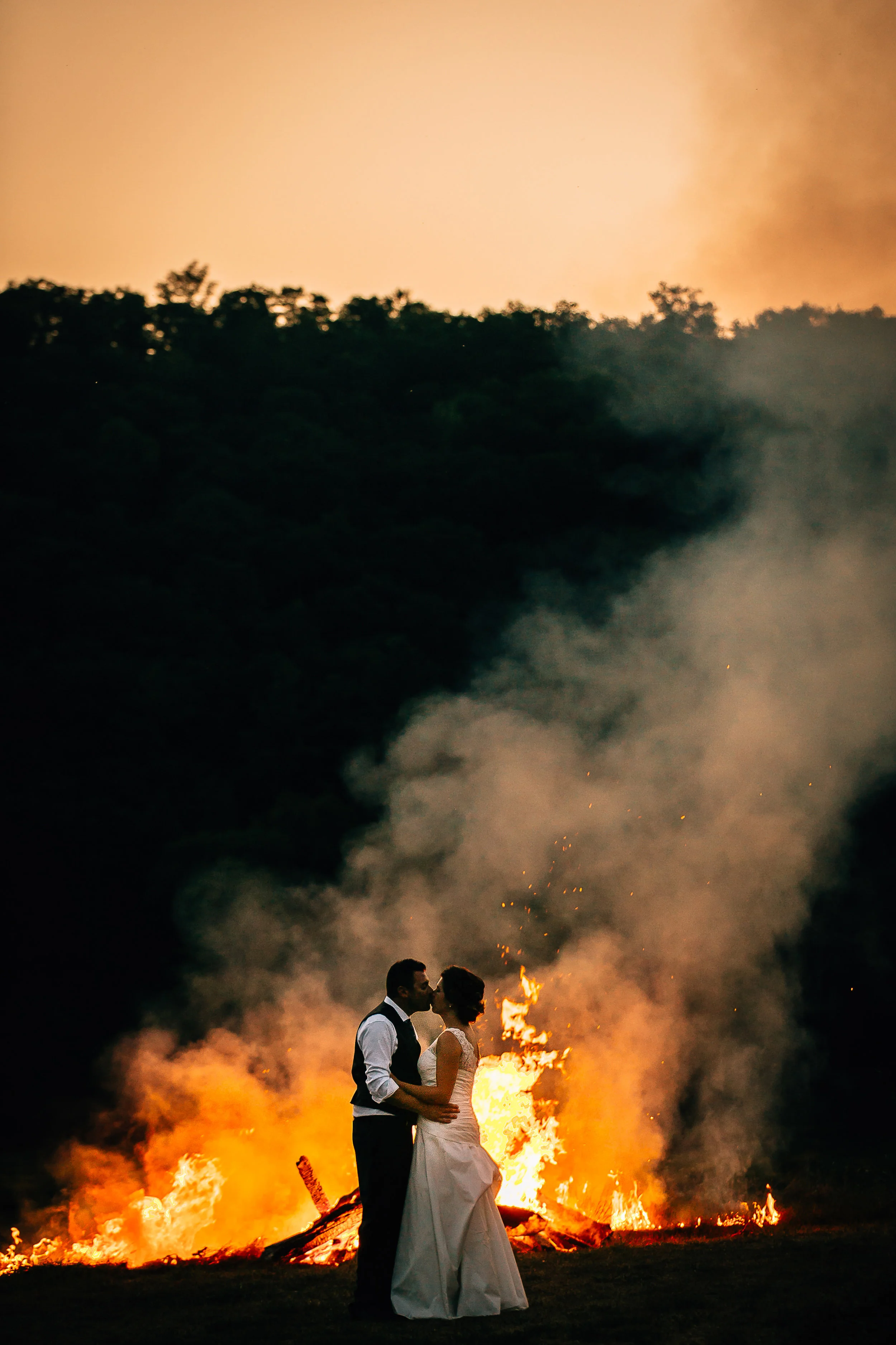 Kiss By the Bonfire - Macon Wedding Photographer
