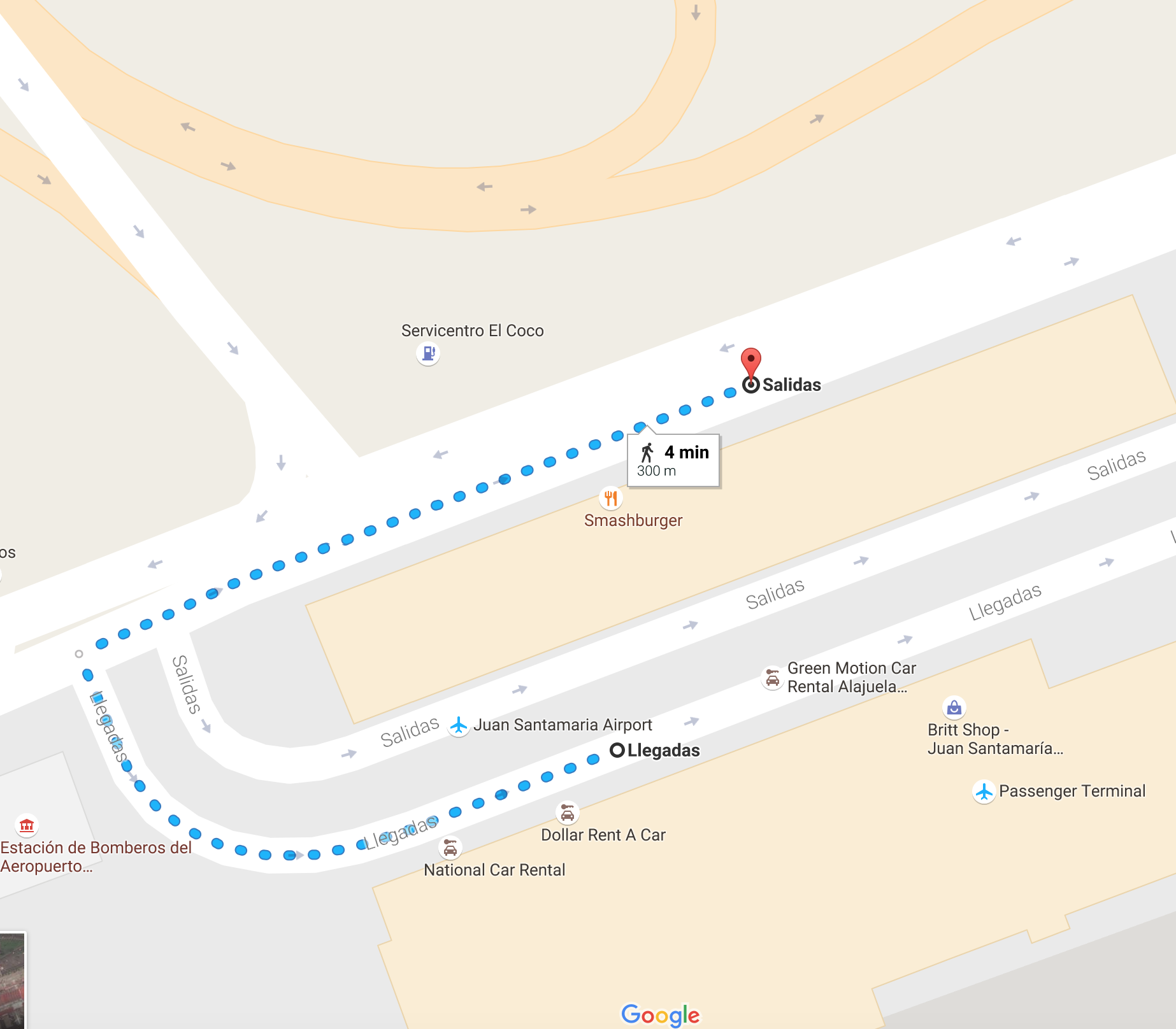El SALIDO DEL AEROPUERTO A EL ESTACION DEL AUTOBUS