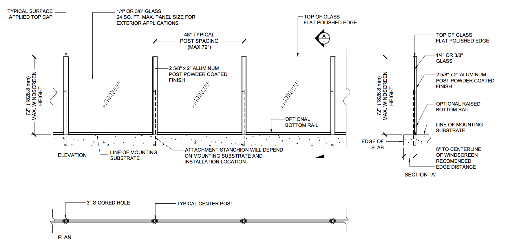 Aluminum Glass Windscreen Pool Fence Acs Railings