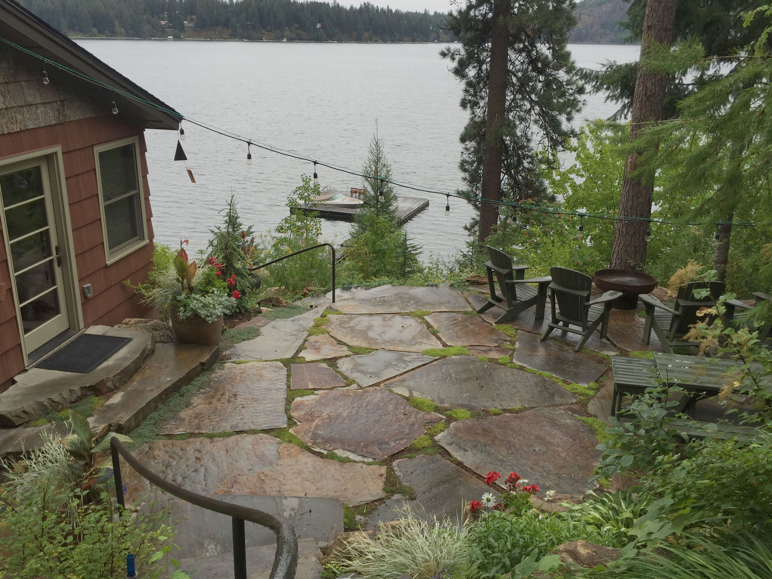 lake cabin patio landscaping