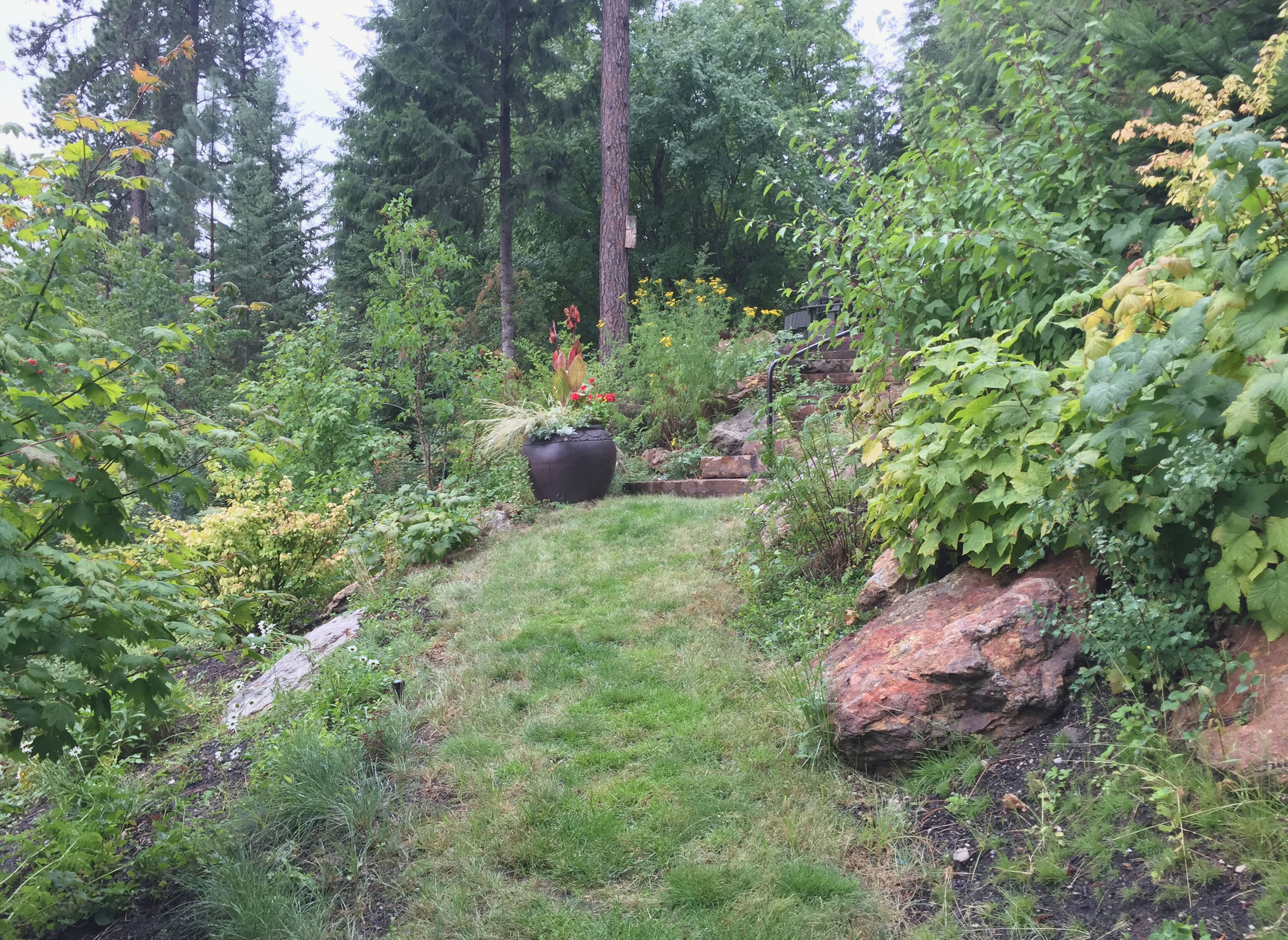 mown grass pathway to spirit lake