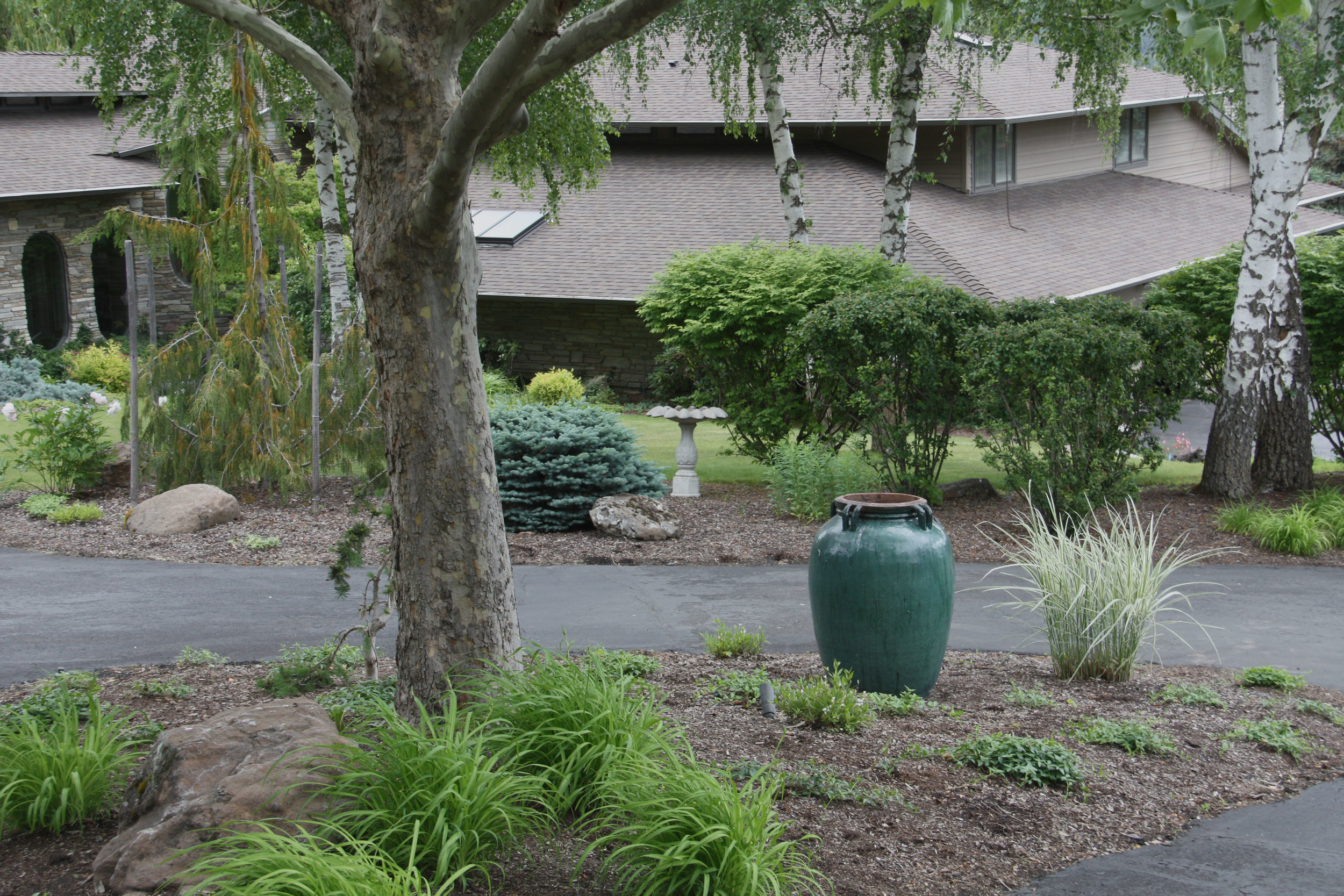 spokane estate landscaping and blue urn