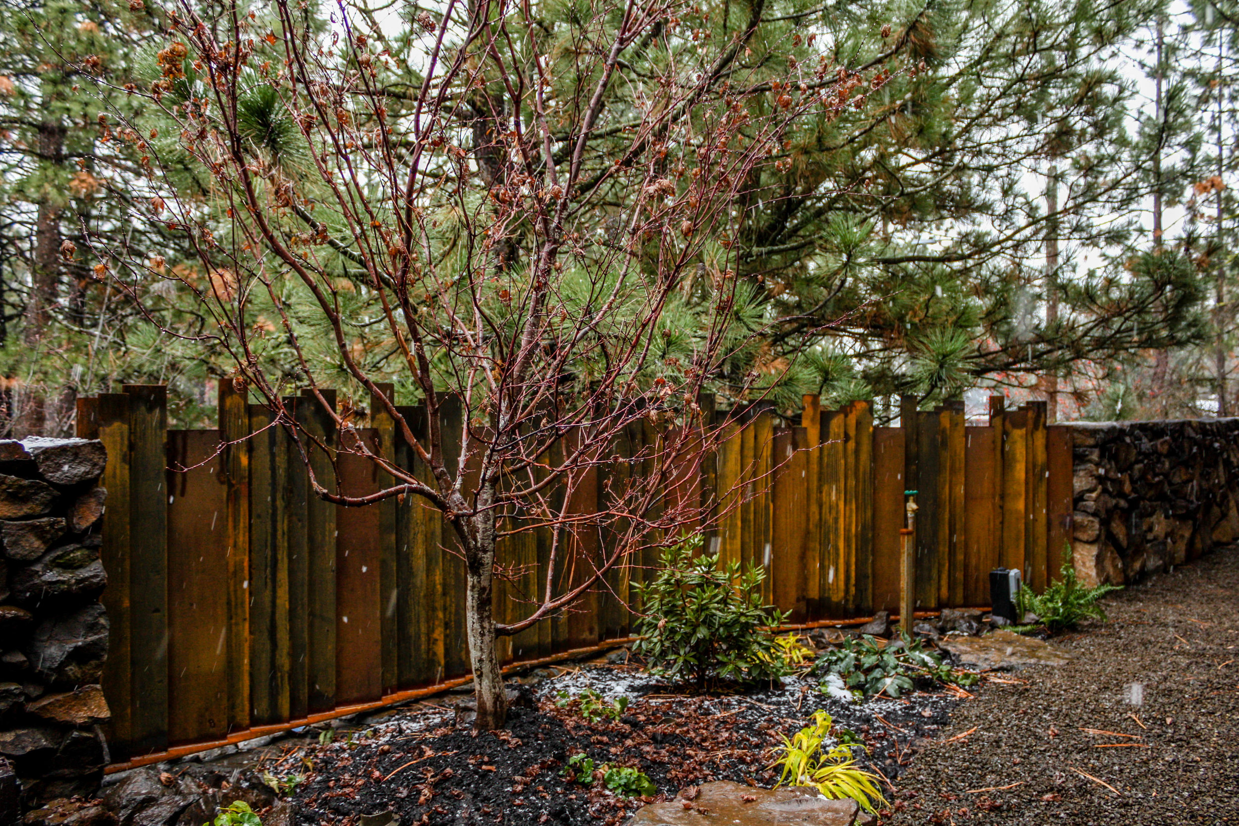 decorative corten metal railing in spokane