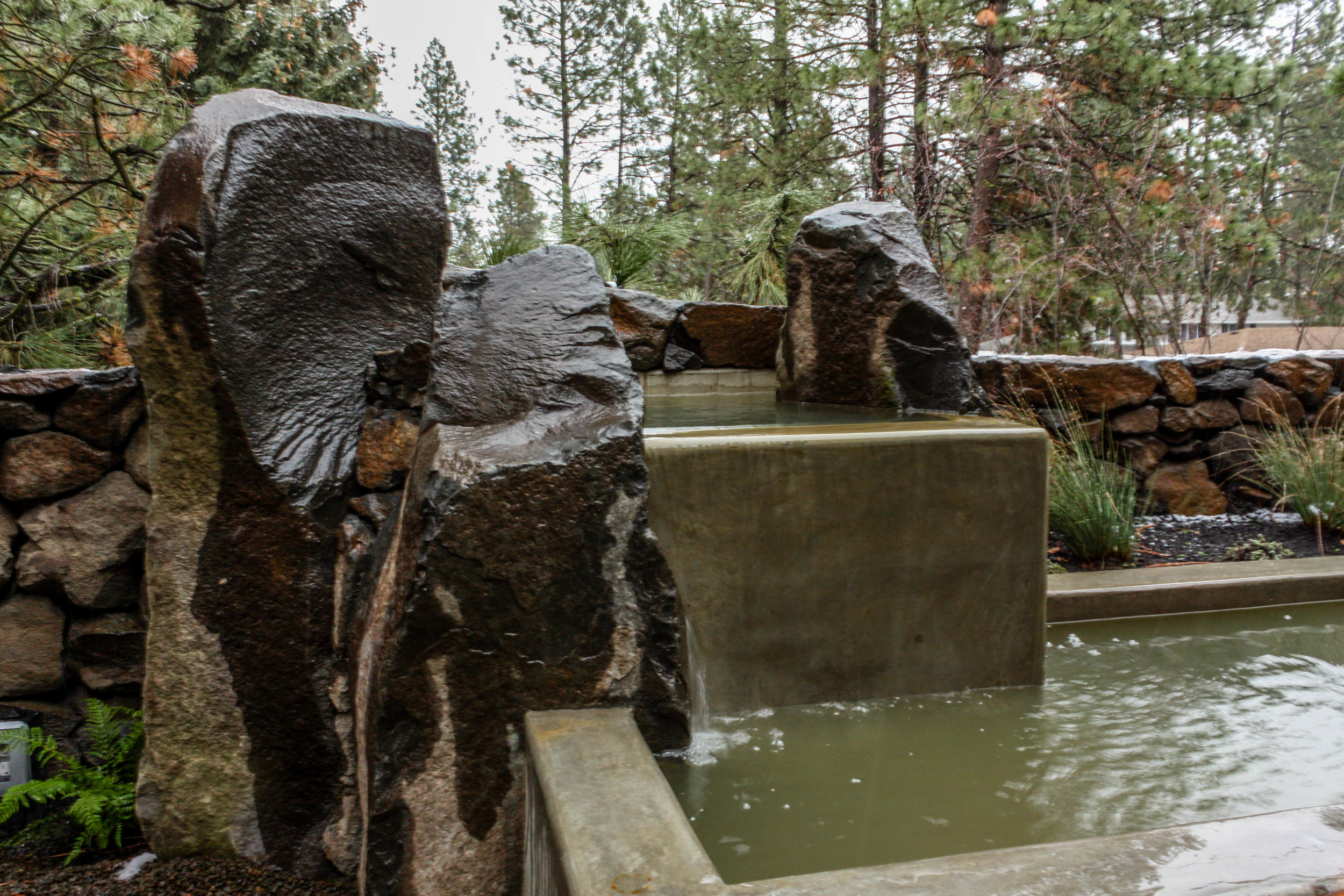 spokane south hill basalt column and poured concrete water feature