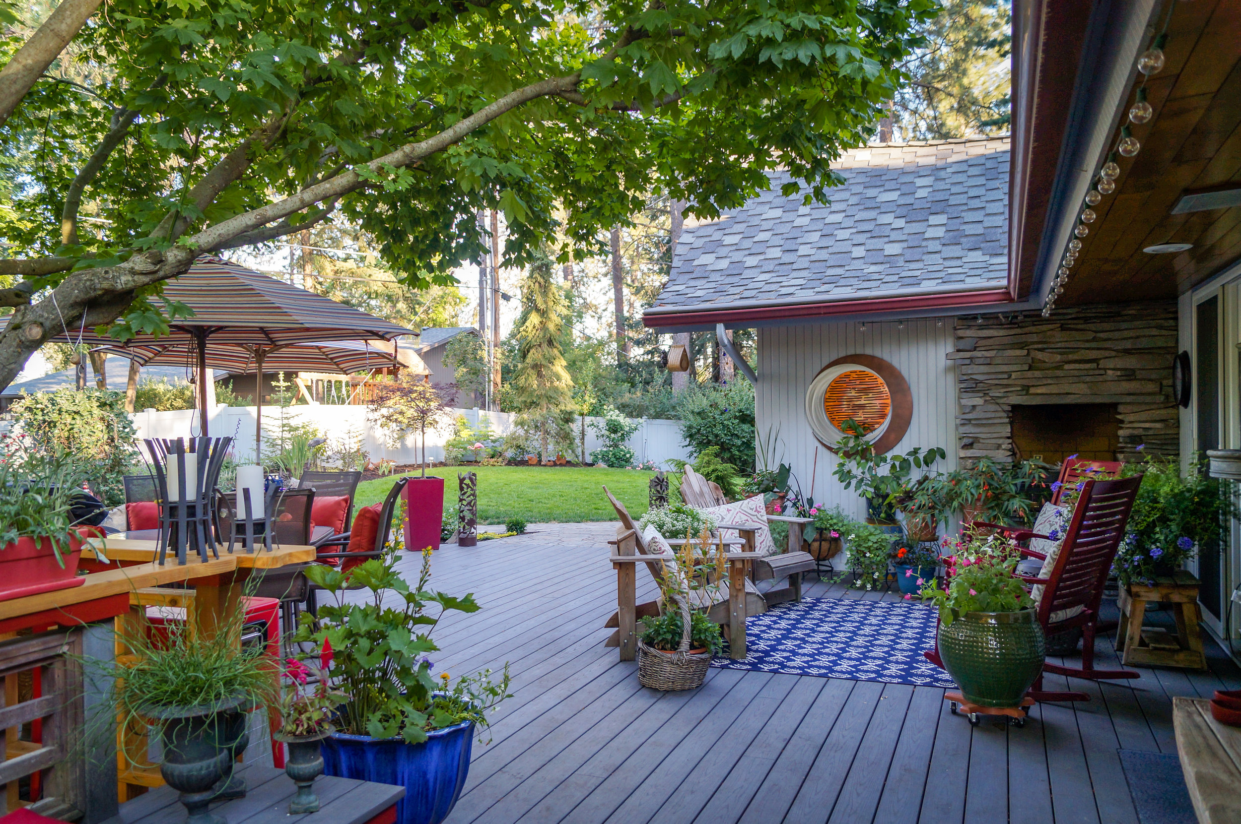 azek pvc deck of mid century asian-inspired ranch house