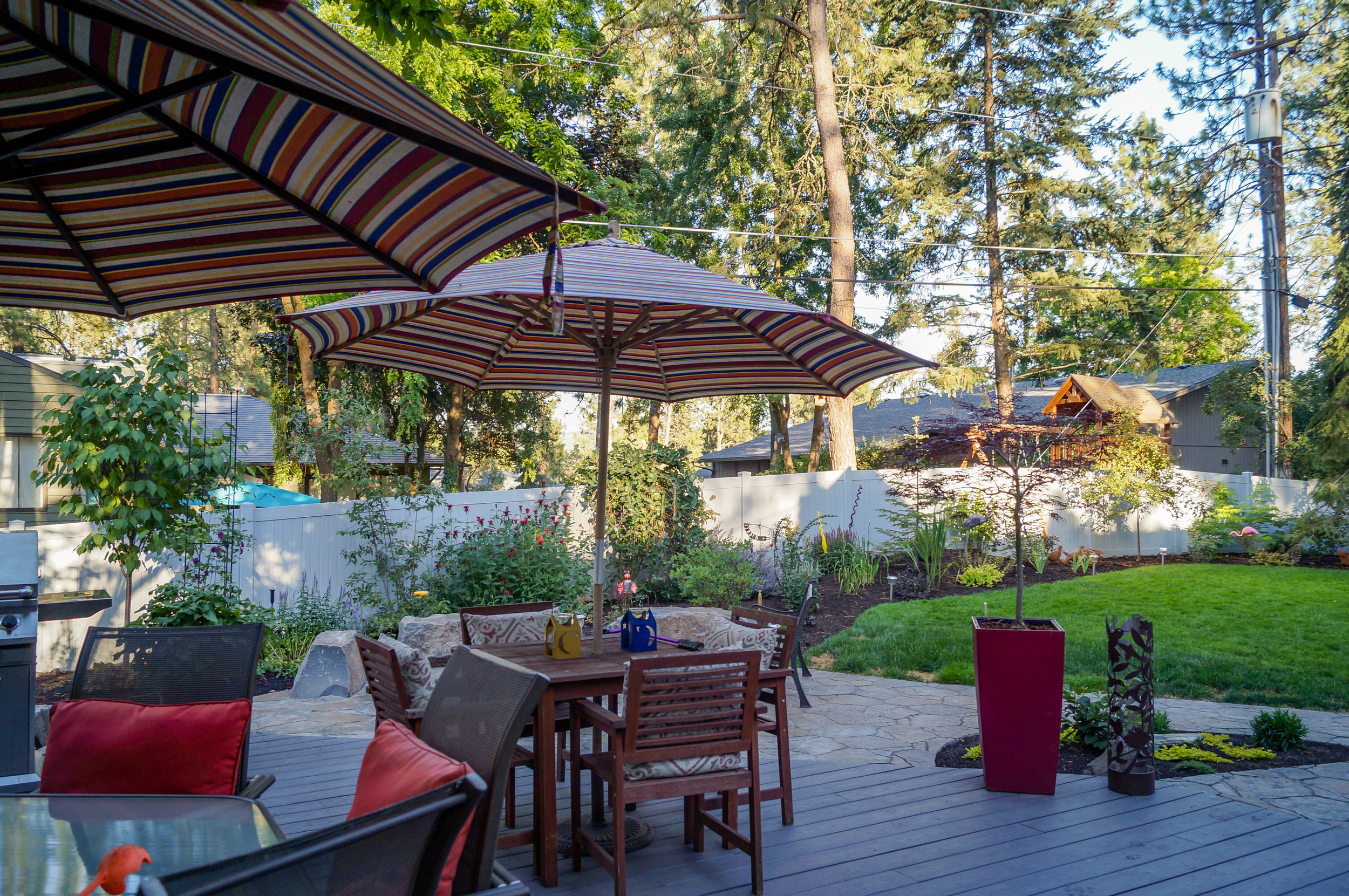 azek pvc deck and belgard mega arbel patio on spokane south hill