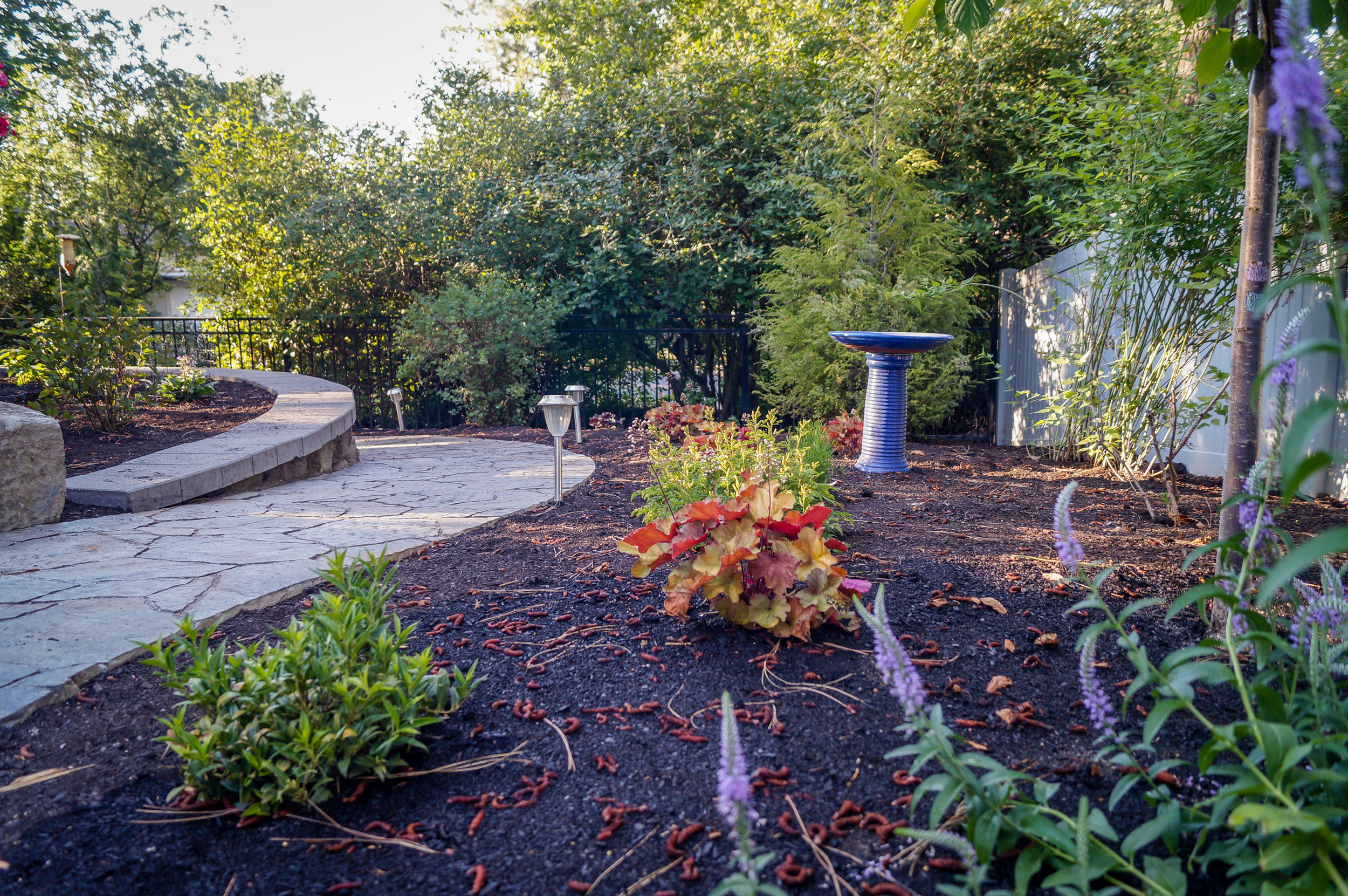 spokane landscaping around paver walkway and retaining wall