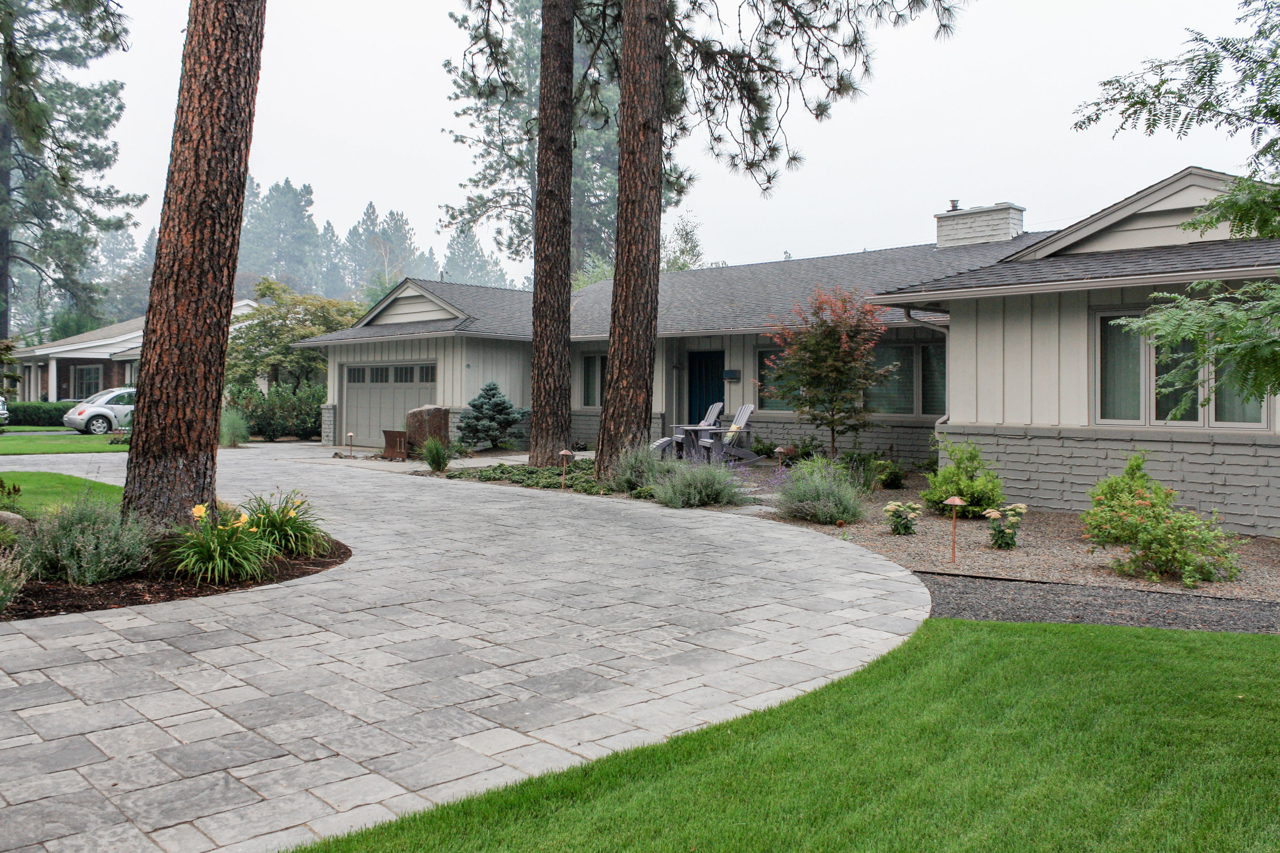 northwest landscape with paver driveway