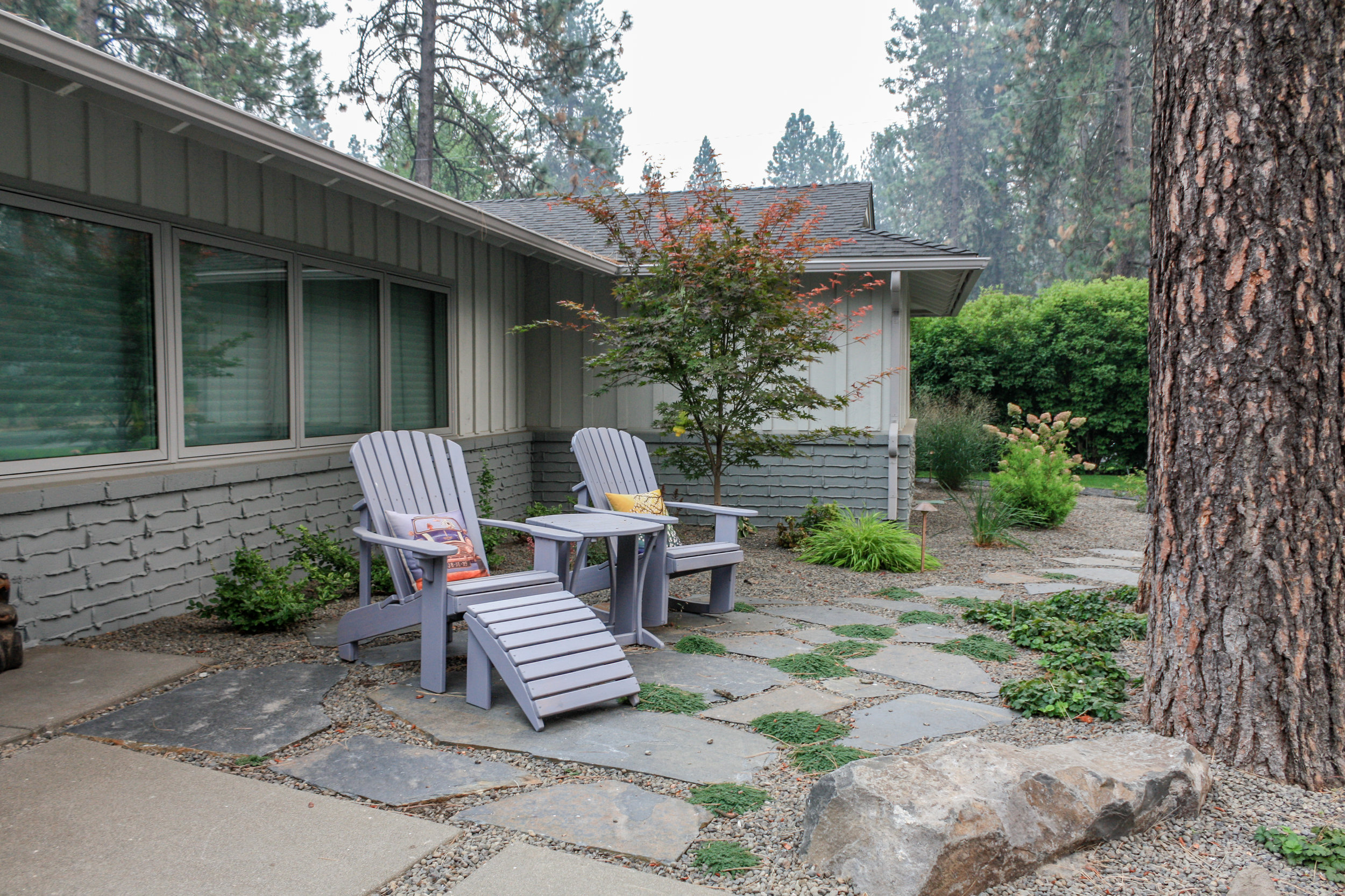 spokane flagstone patio with mid century modern landscape