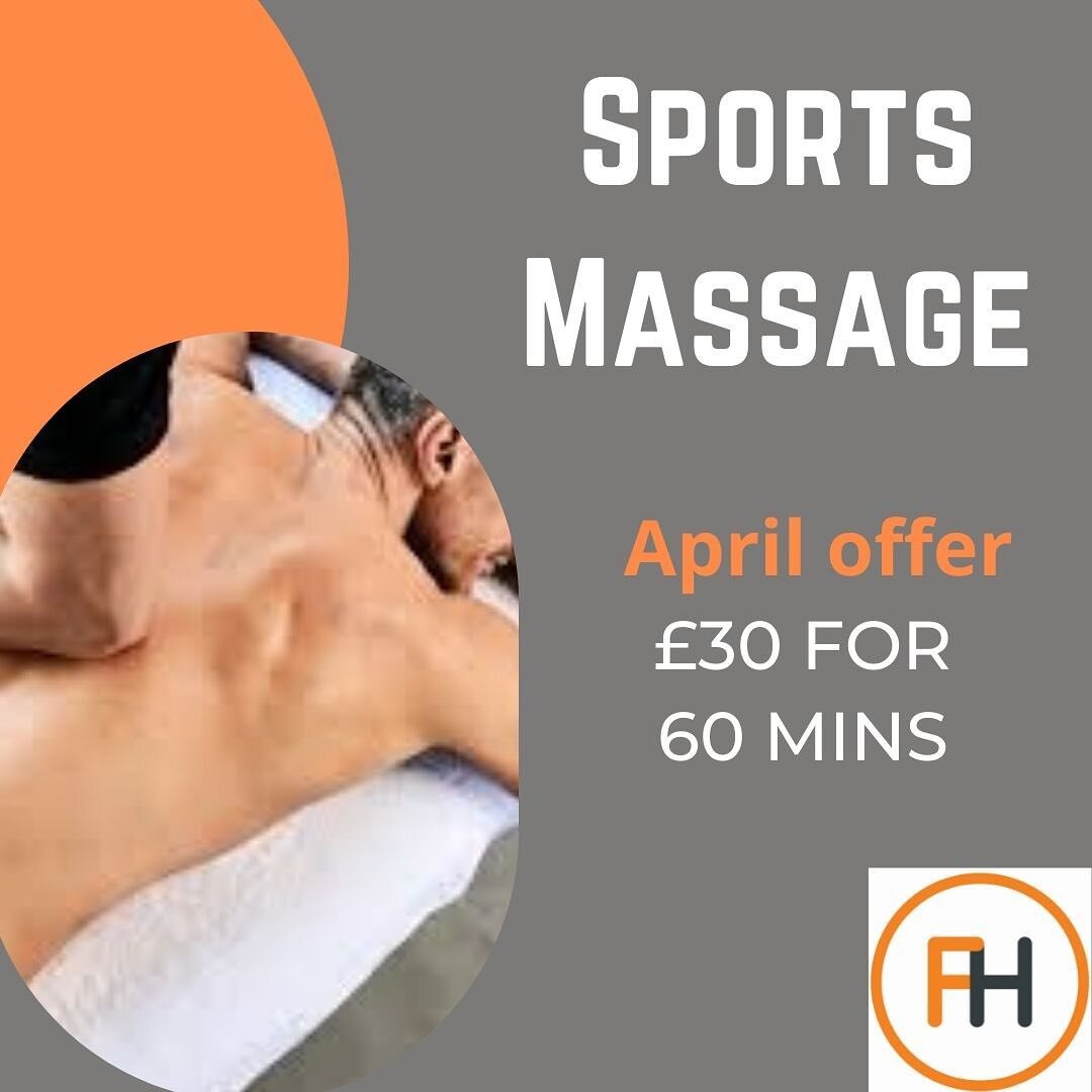 Special offer Deep Tissue &amp; Sports Massage. &pound;30 for 60mins during April
*
#massage #sportsmassage #deeptissuemassage #massagetherapy #specialoffer #results #gym #personaltraining