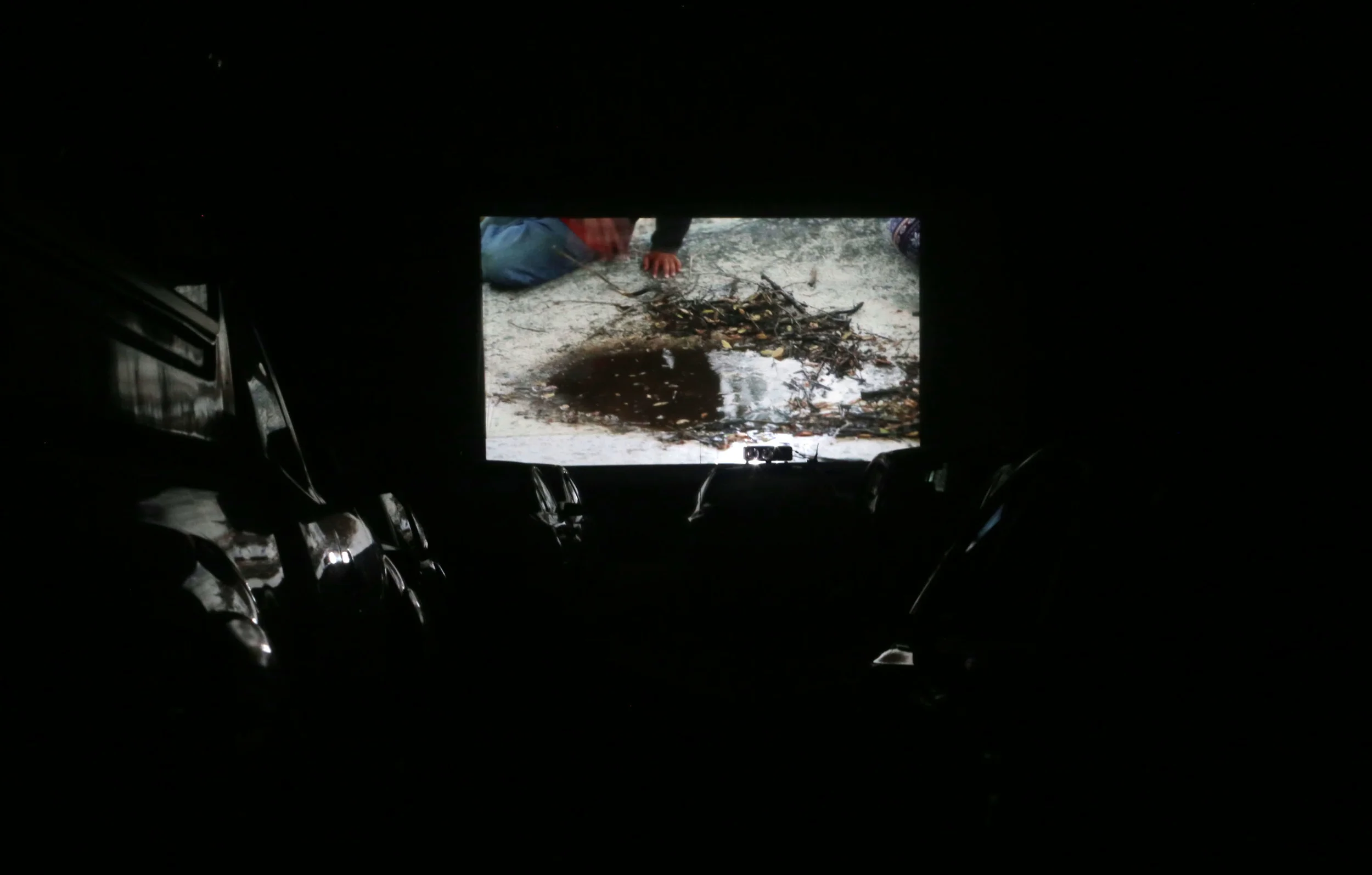 View of drive-in theater screening of Canyon in San Clemente Canyon