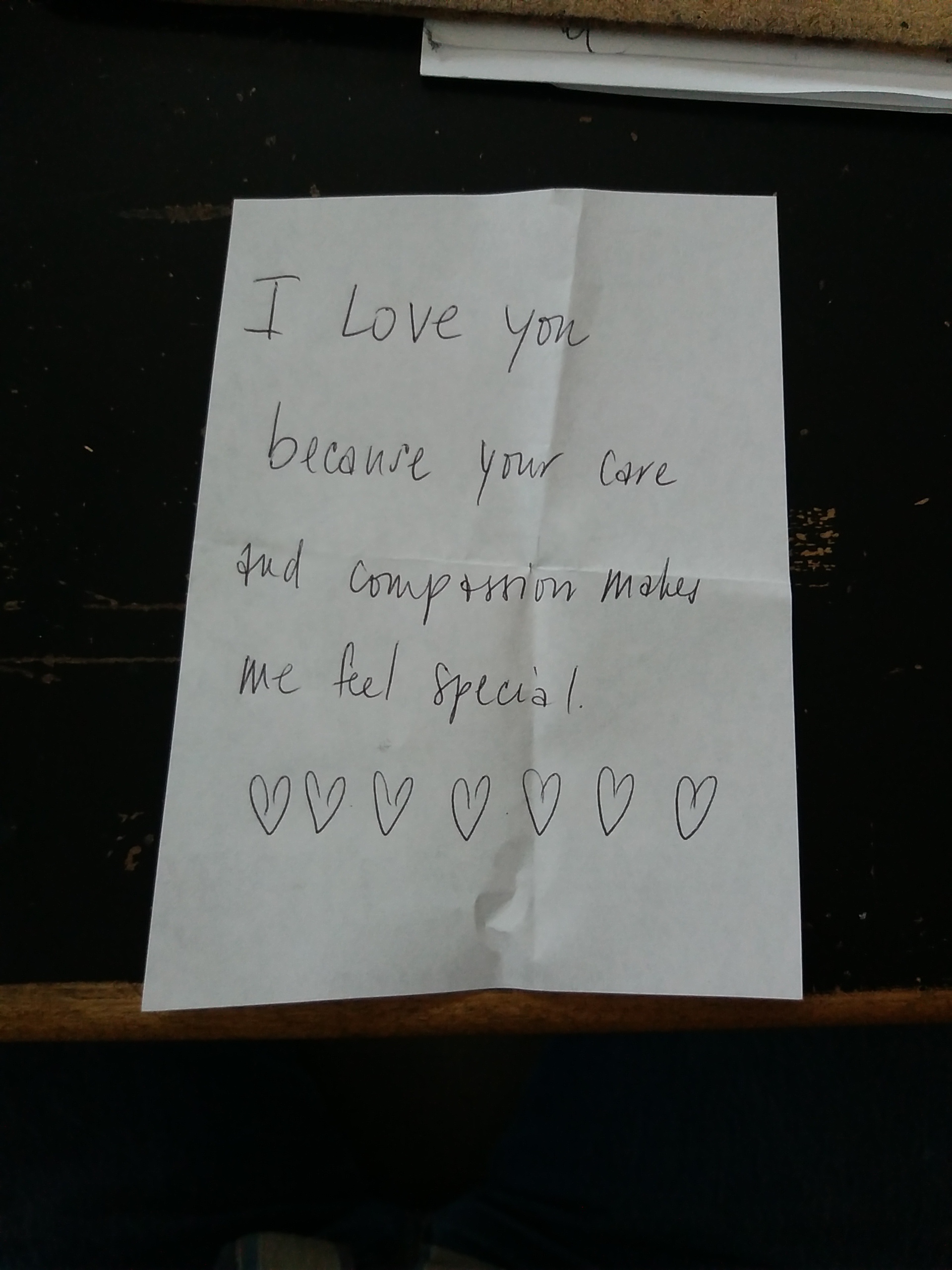 I love you because your care and compassion makes me feel special.