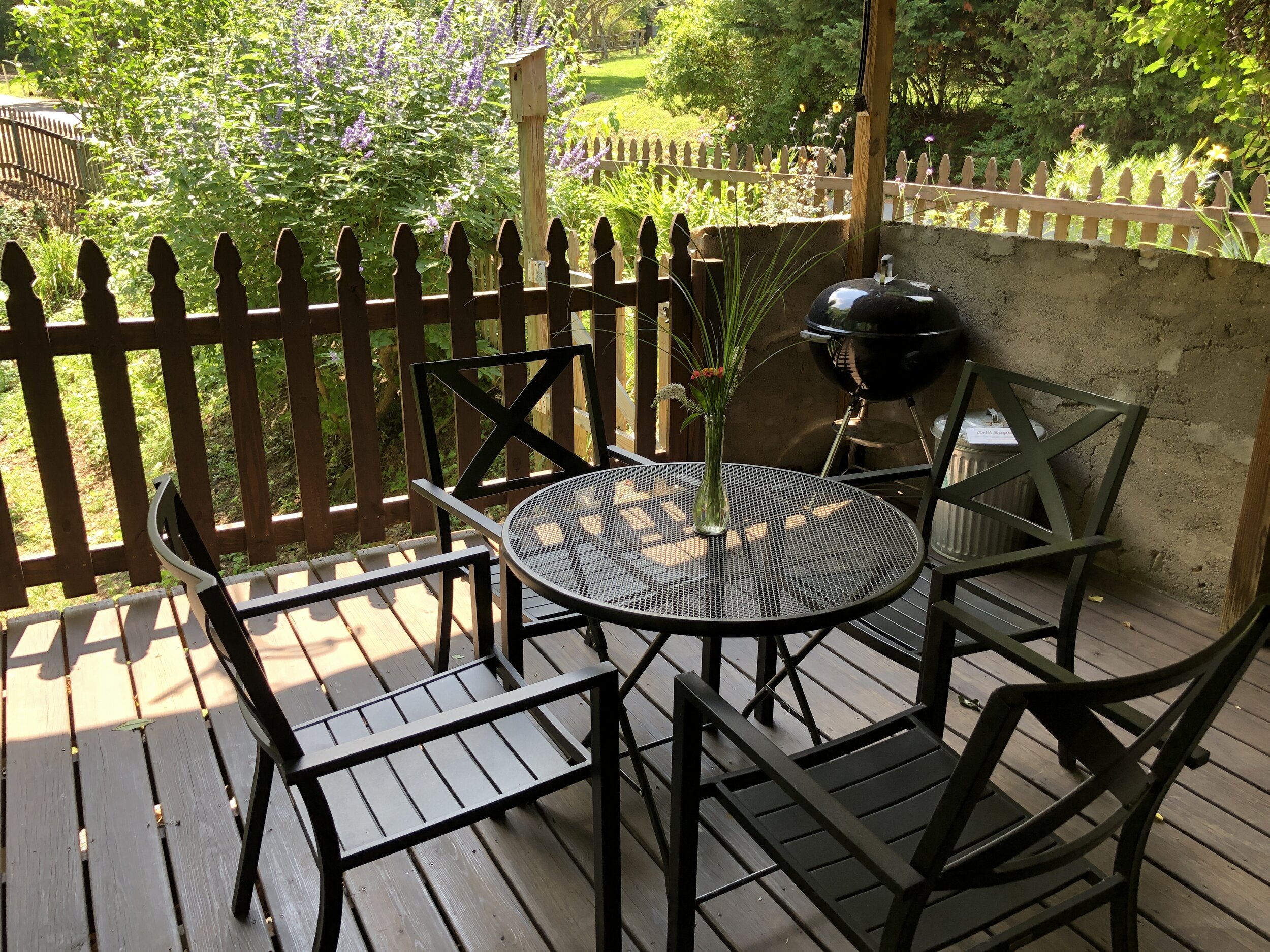 Charcoal grill on porch