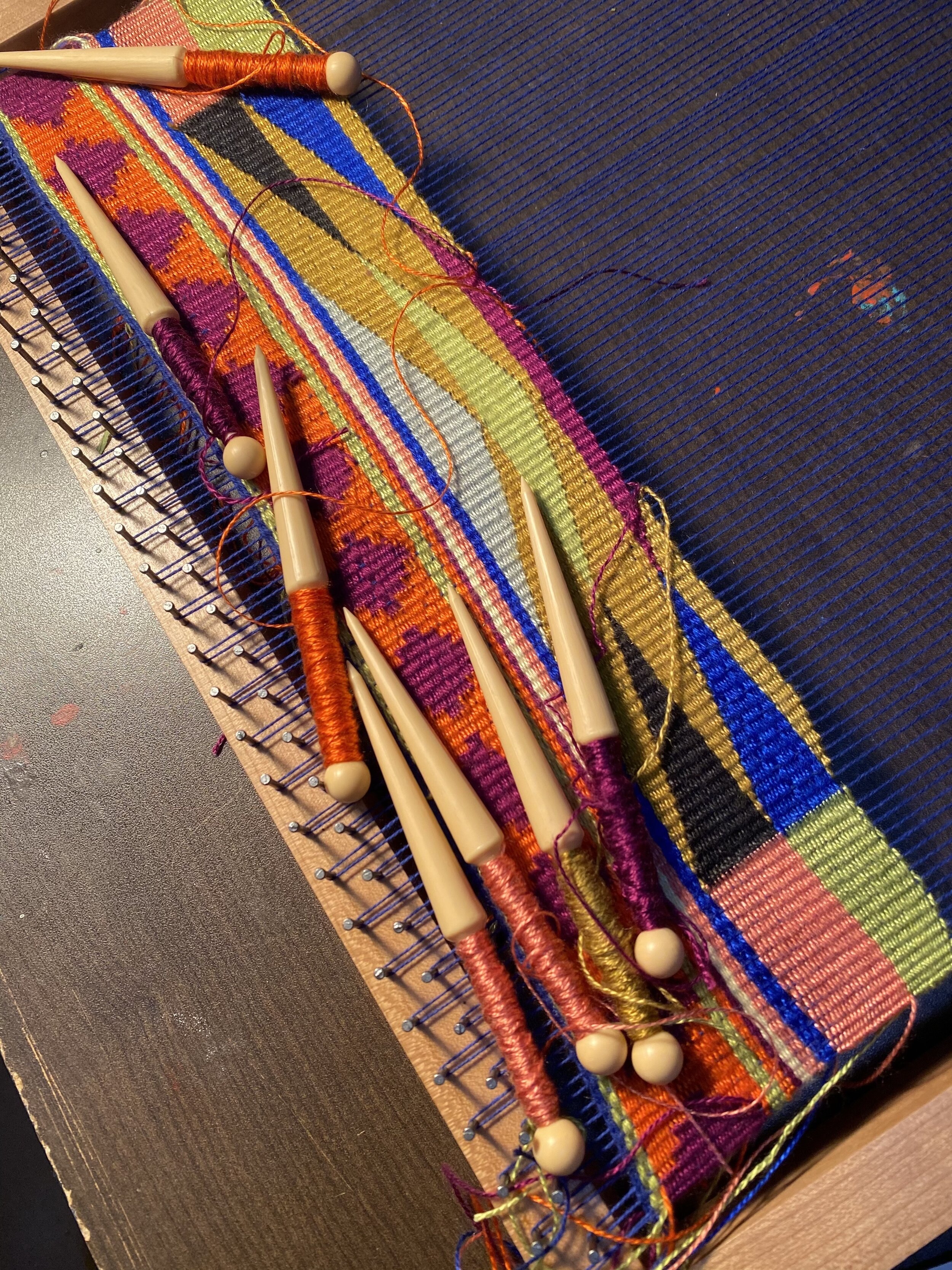 Weaving in progress