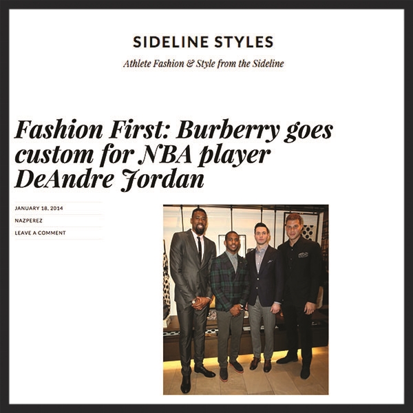  Sideline Styles  - "Fashion First: Burberry goes custom for NBA player DeAndre Jordan" 