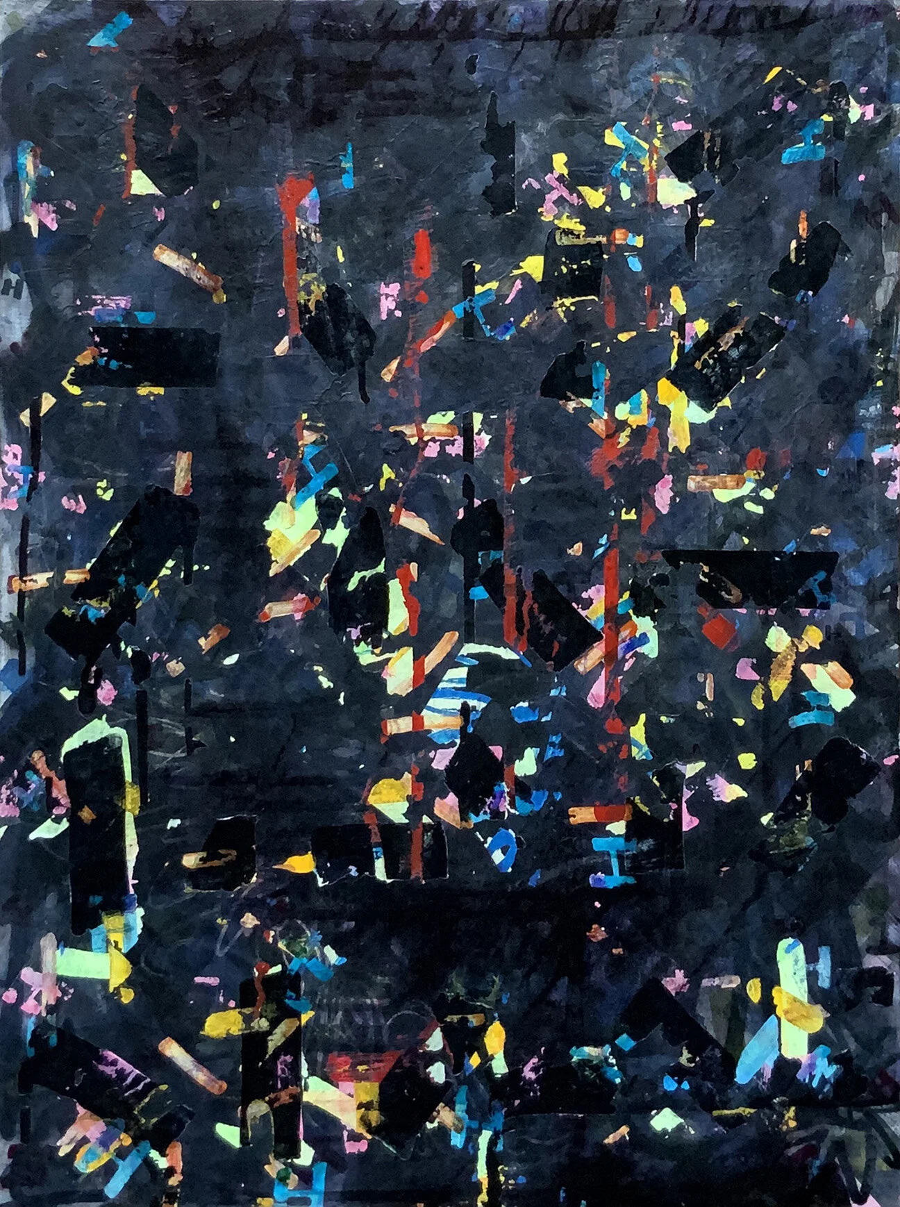 Decoupling. 18 x 24 inches ink and paint on wood. 2020 series Swaddle