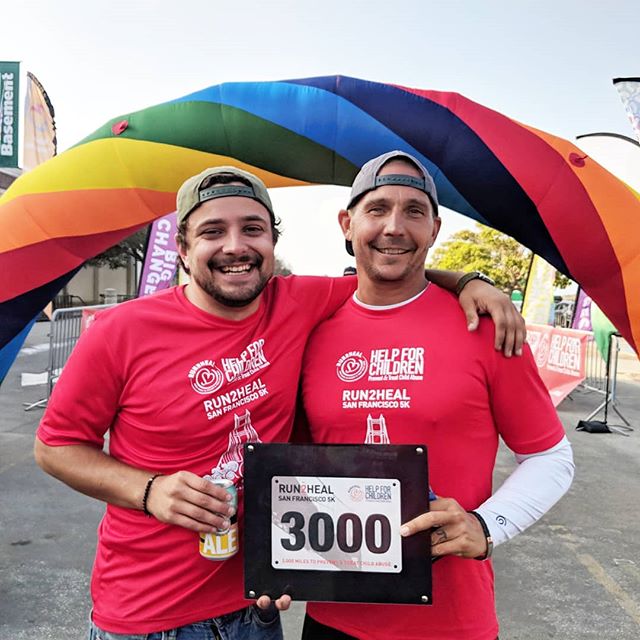 A runner and his driver feeling pretty accomplished after a long journey. If you haven't had a chance to donate, you still can, and if you have donated, thank you for supporting us. And thank you to those who shared our story with others, making the 