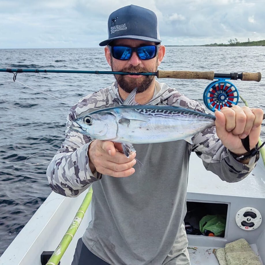 My first tuna on a fly! Even better was it was a fly created out of necessity. I brought materials to tie shrimp and crab patterns. But from these I tied a fly that caught tuna, snook, and tarpon. The fish gods truly respect home ties! 

#flyfishing 