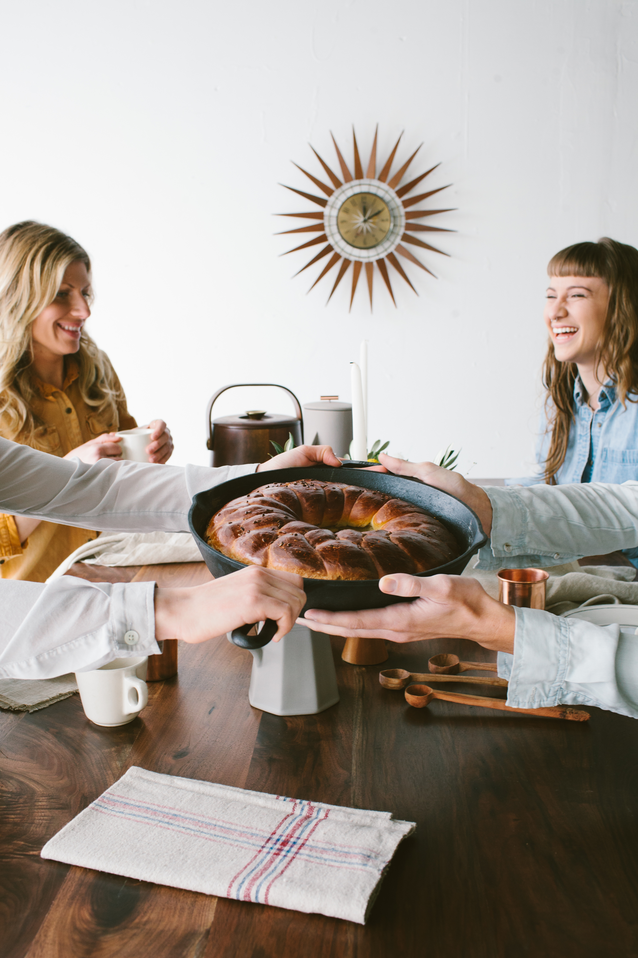 Styled Bridal Brunch. A modern palate with earth tones, natural materials, and mid-century design. Photography by Christina Foret. Venue & Styling by Atomic Furnishing in Asheville, North Carolina. 