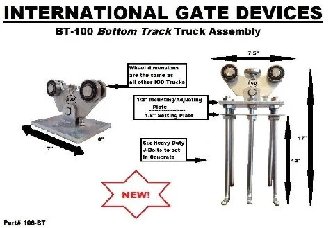 Bottom Cantilever Track Truck Trolley Assembly with dimensions