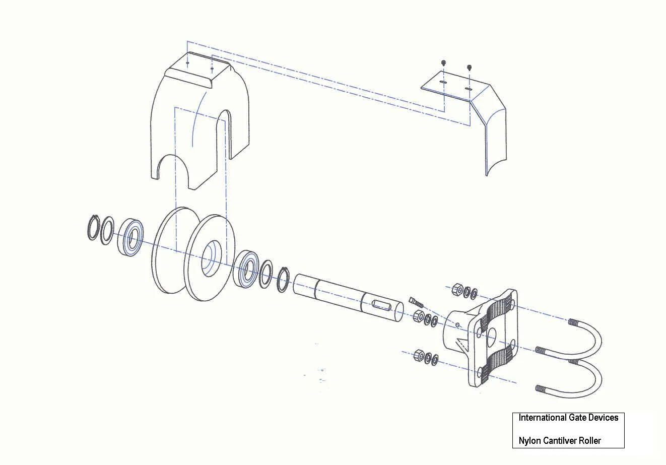 Polymer Cantilever Gate Roller Cover Diagram