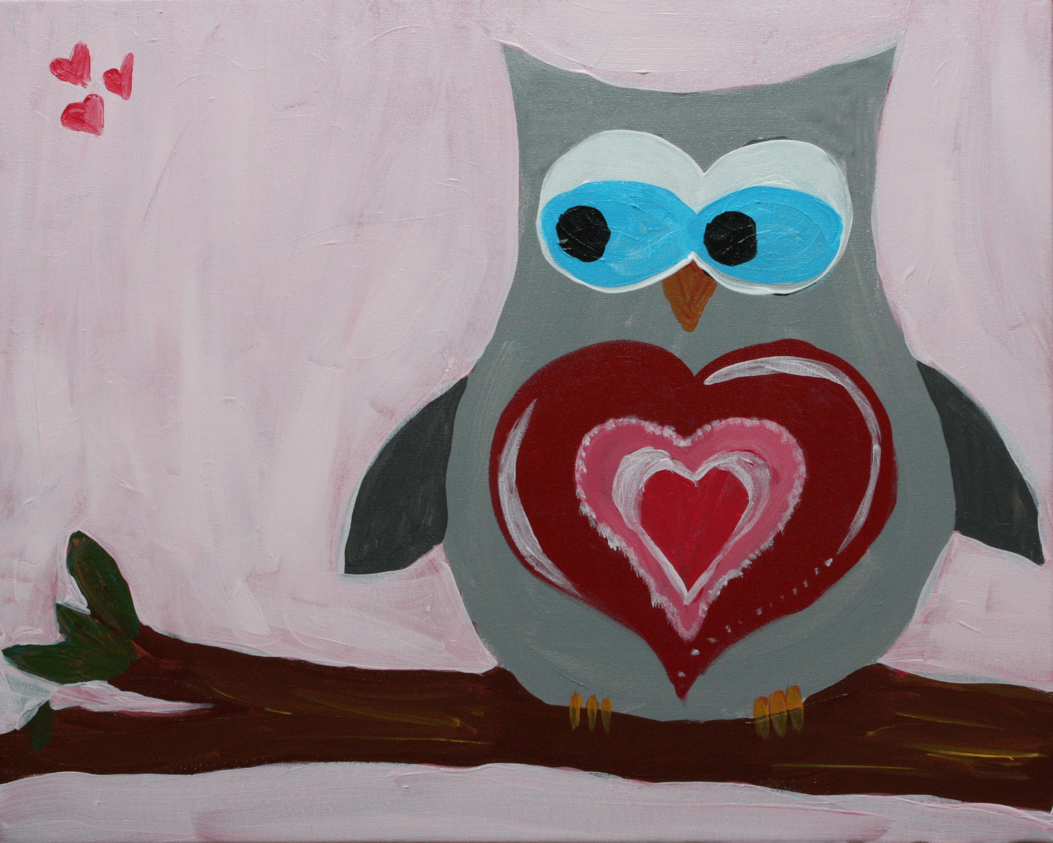 Owl Heart Painting