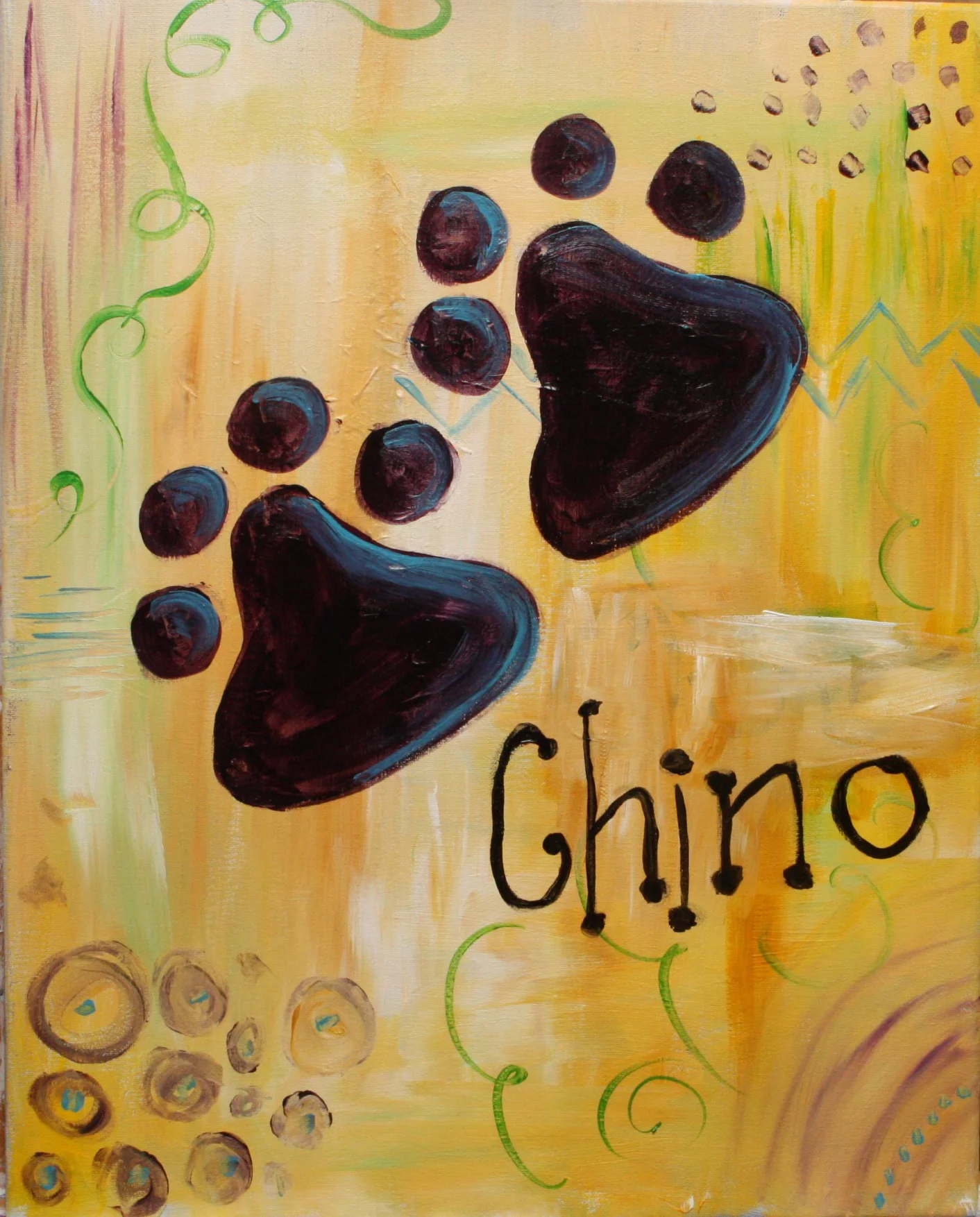 Paw Print Name Painting