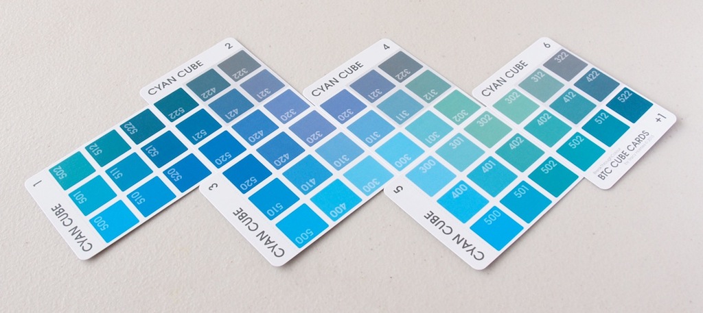 Cyan Cube Cards arranged in a 2D net, edge to edge