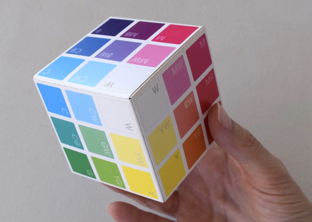 the completed Colour Basics Colour Cube: colour as it's meant to be... in 3D!