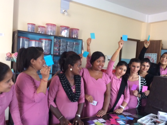 Holding their favourite colours high, these Nepali BTCers had Cyans and Magentas as top picks in the Samunnat classroom